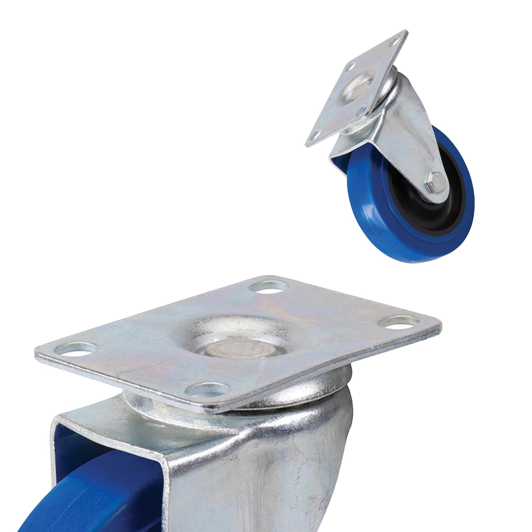 100mm Elastic Rubber SWIVEL & BRAKE Castor Wheel -140KG Limit- Non-Marking Tyre