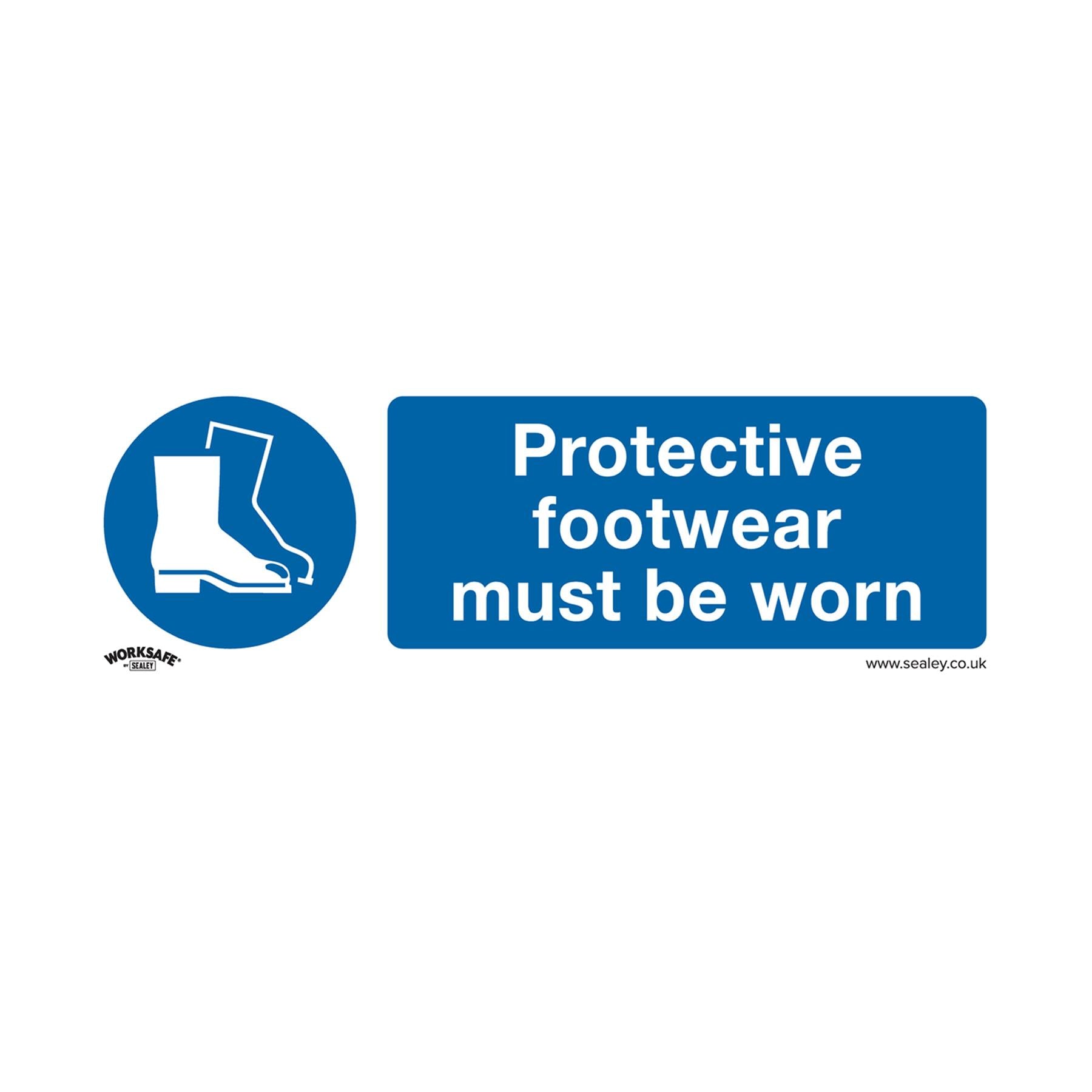 Sealey Safety Sign-Protective Footwear Must Be Worn-Plastic-Pk 10