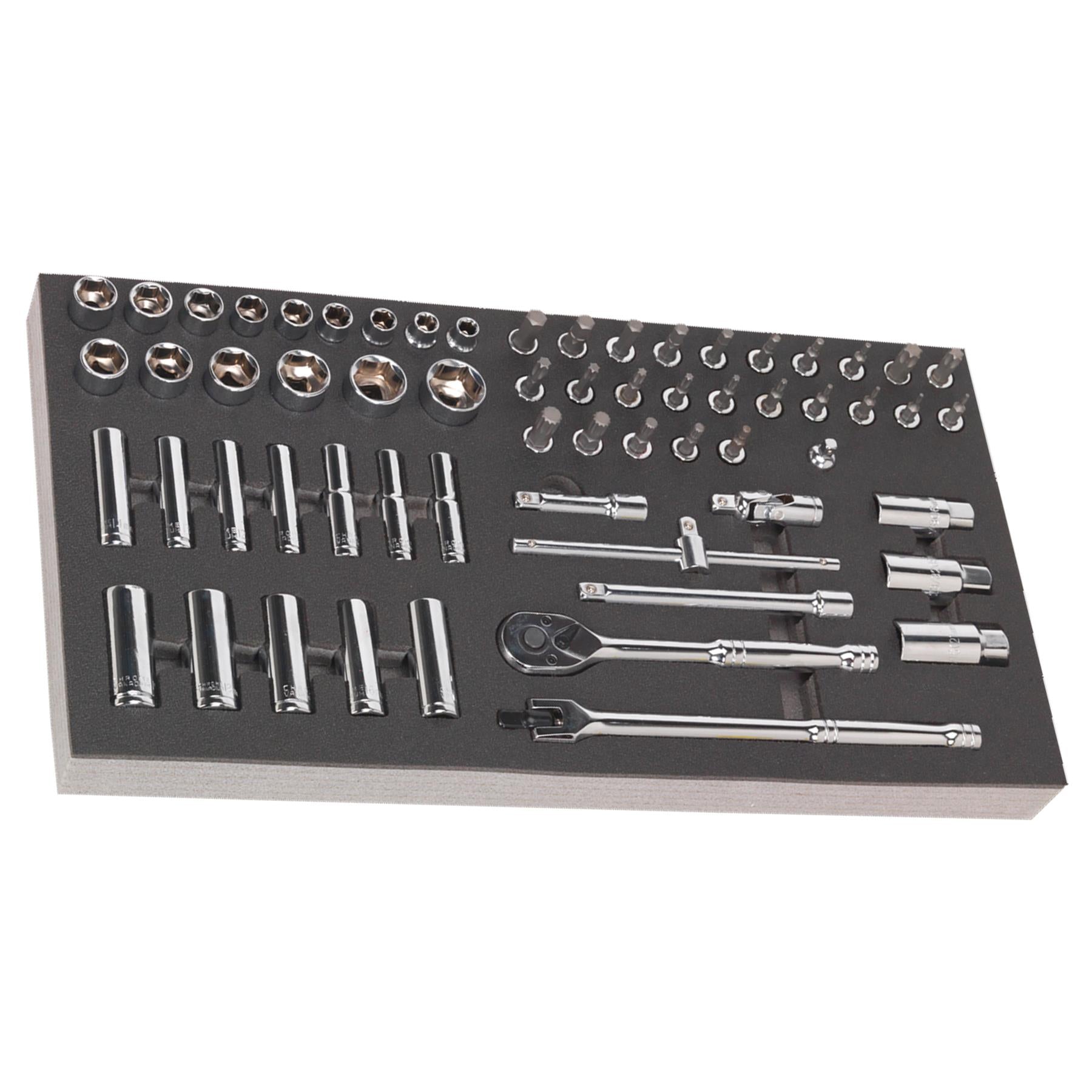 Sealey Tool Tray with Socket Set 62pc 3/8"Sq Drive Metric