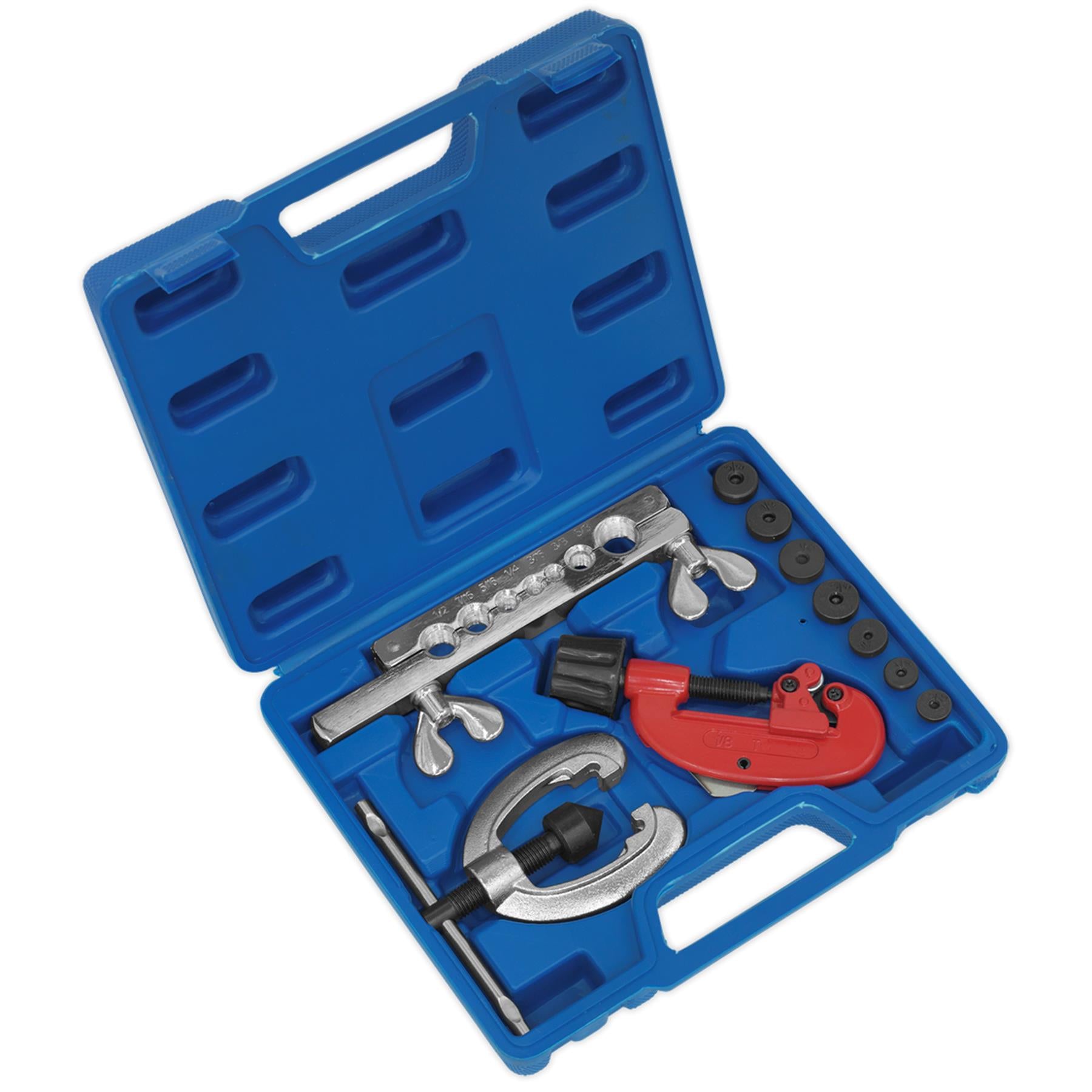 Sealey 10Pc Brake Pipe Flaring & Cutting Kit Fuel Repair Tool Set 3/16"-5/8 Dies