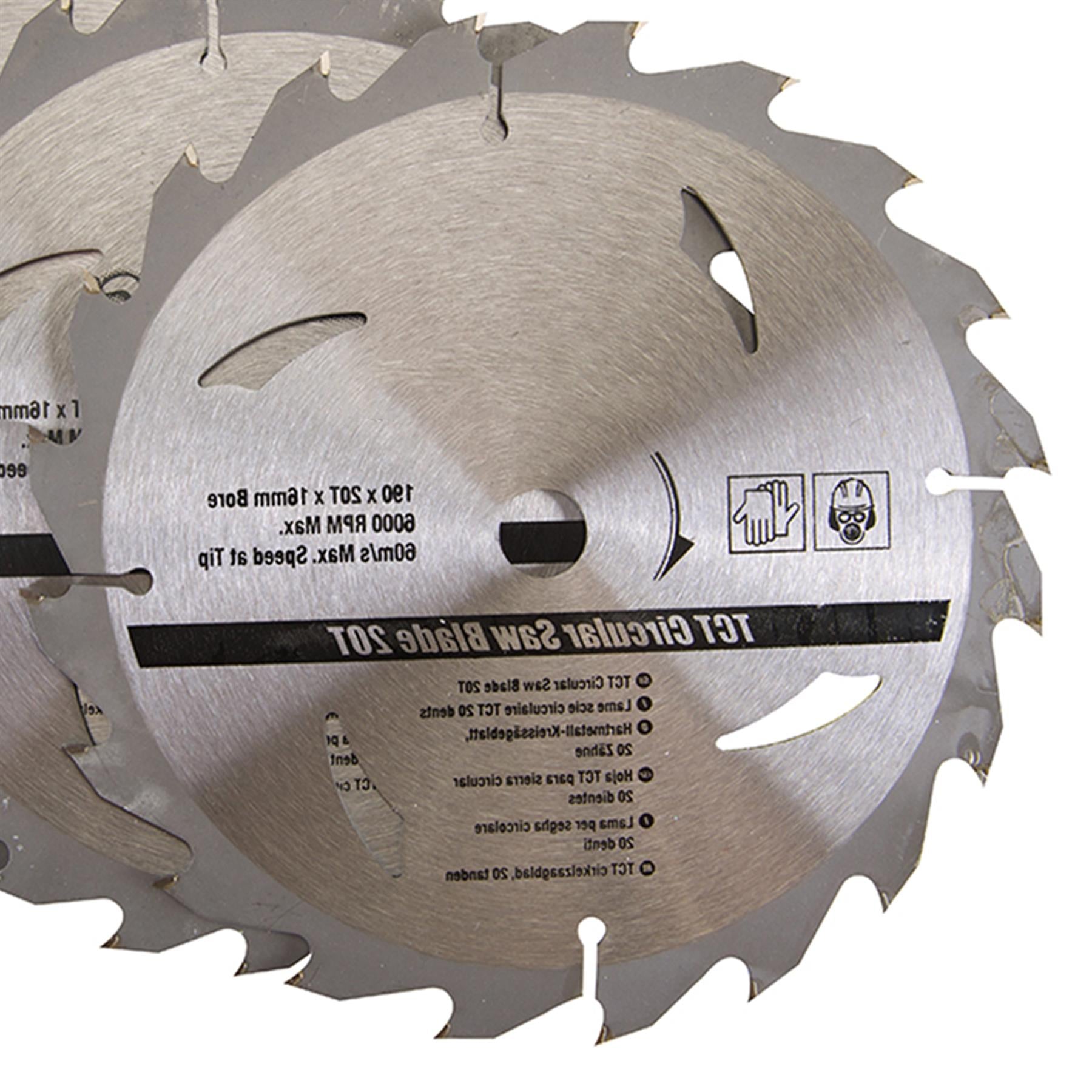 3 Piece TCT Circular Saw Blade Set 190 x 16 - No Ring