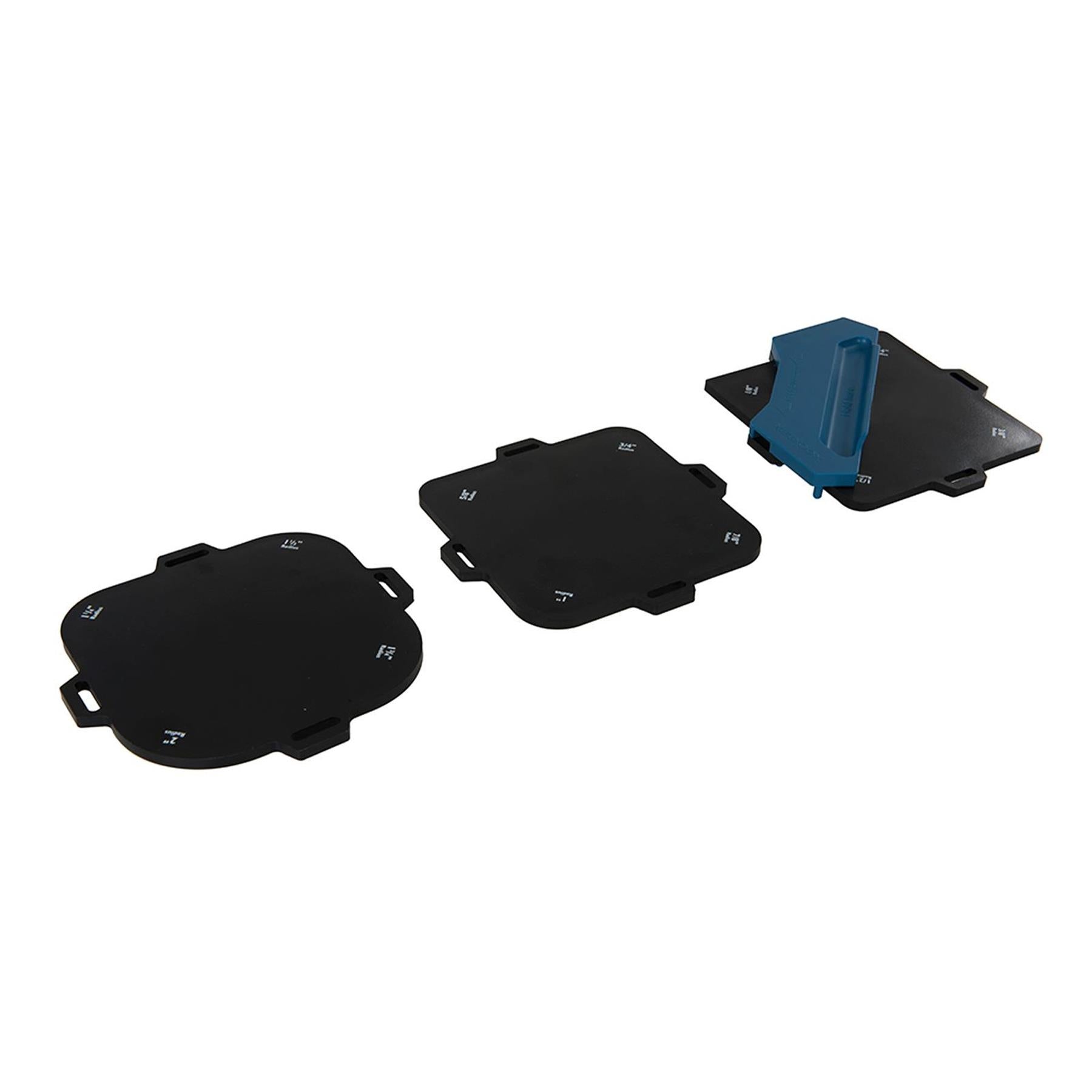 Corner Radius Routing Templates 4 Pc With Rubber Strips 3 - 25mm (1/8 - 1) Radii