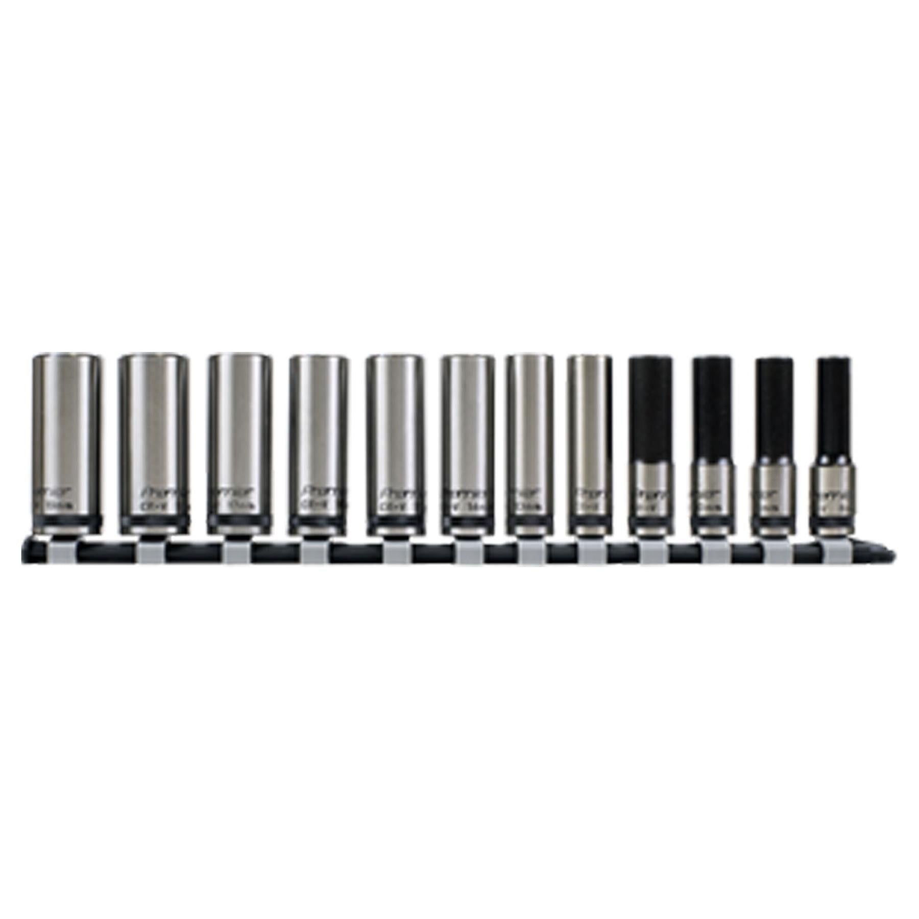 Sealey Socket Set 12pc 3/8"Sq Drive Deep Lock-On� 6pt Metric - Black Series