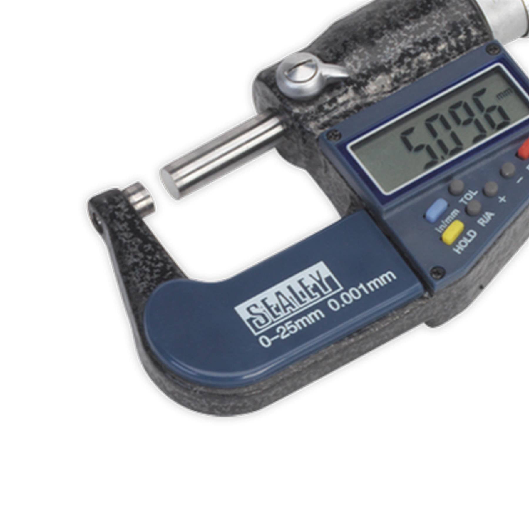 Sealey Digital Measuring Set 2pc Storage Case Micrometer Adjustment Wrench