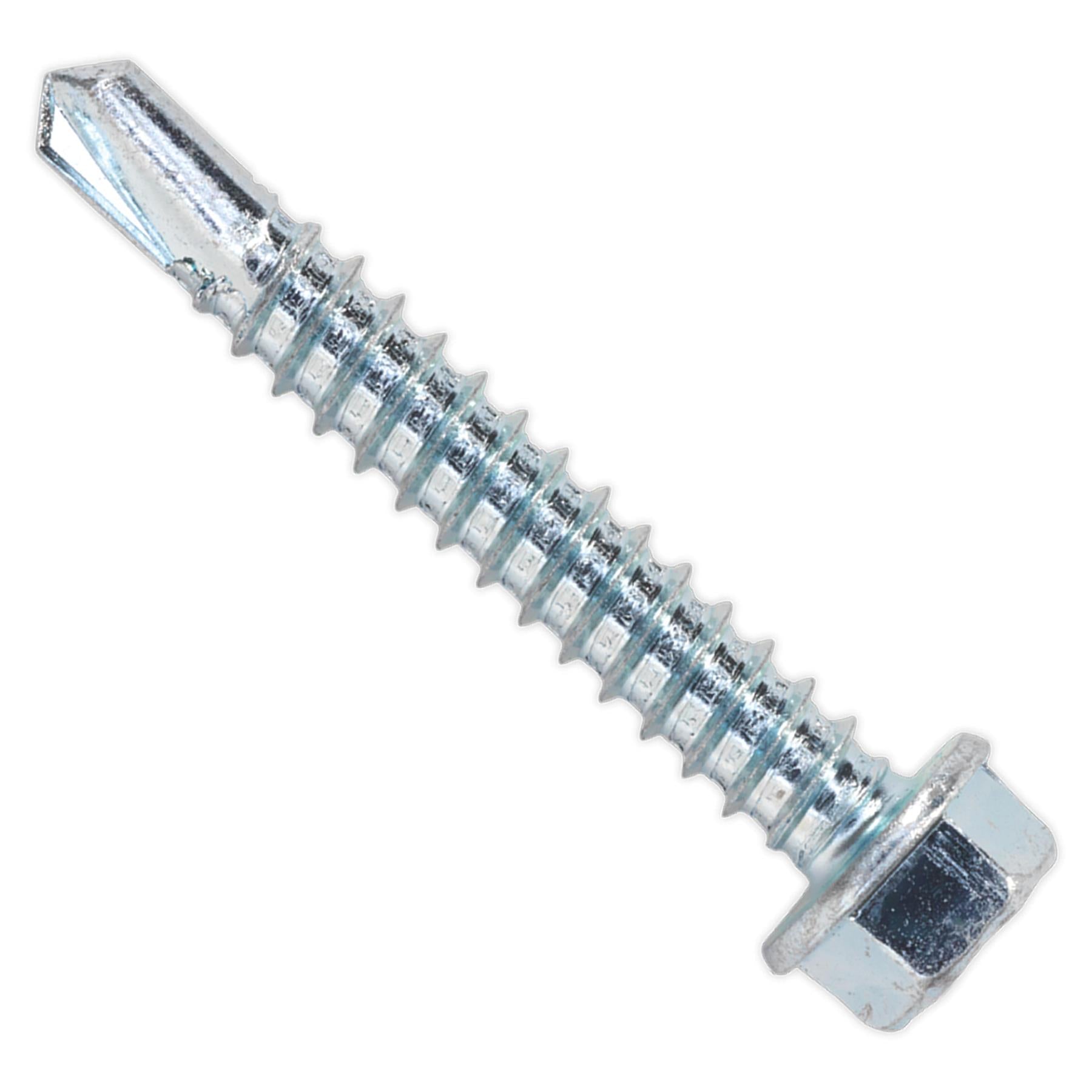 Sealey Self Drilling Screw 5.5 x 38mm Hex Head Zinc Pack of 100
