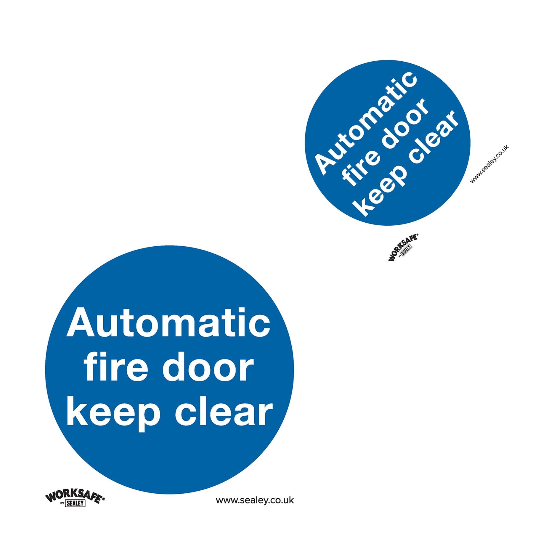 Sealey Safety Sign-Automatic Fire Door Keep Clear-Plastic-Pk of 10