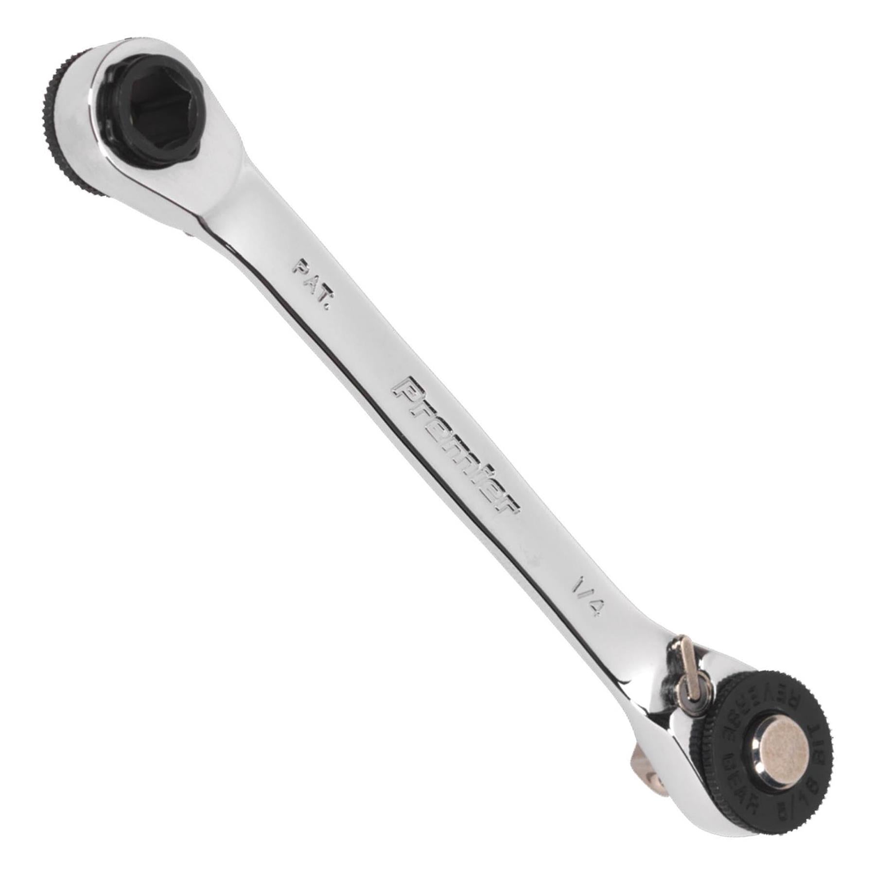 Sealey Ratchet Spanner 1/4"Hex x 5/16"Hex Dr & 1/4"Sq Dr Adaptor