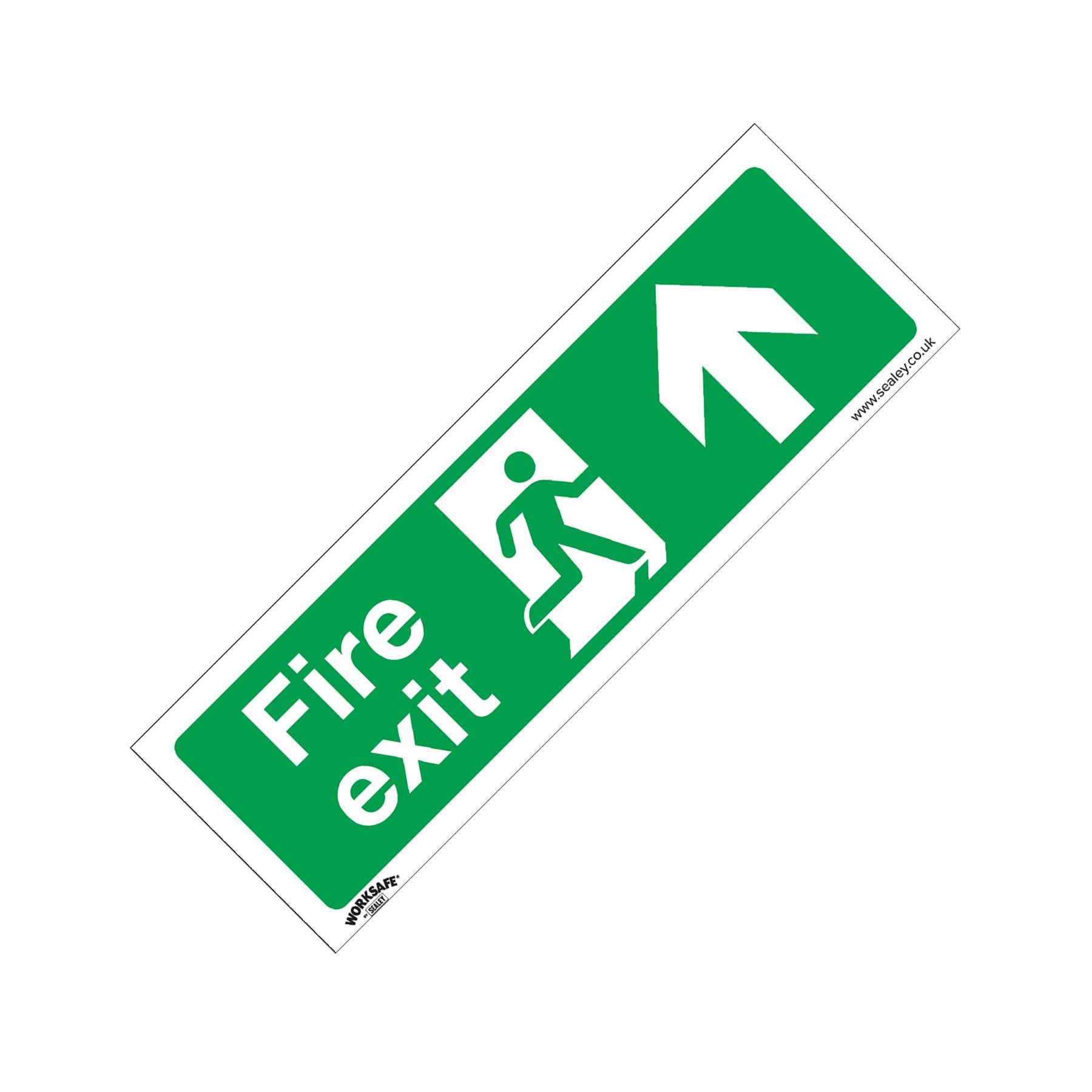 Sealey Safety Sign - Fire Exit (Up) - Slf-Adhes. Vinyl - Pack of 10