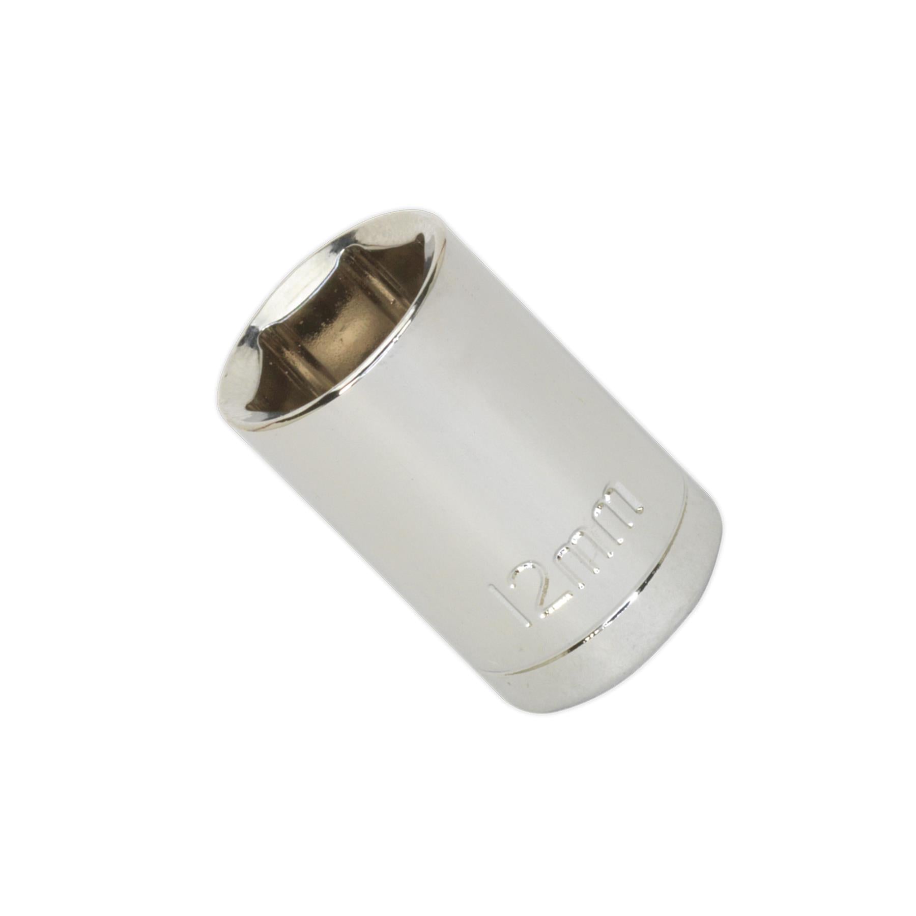 Sealey WallDrive Socket 12mm 3/8"Sq Drive Carbon Steel
