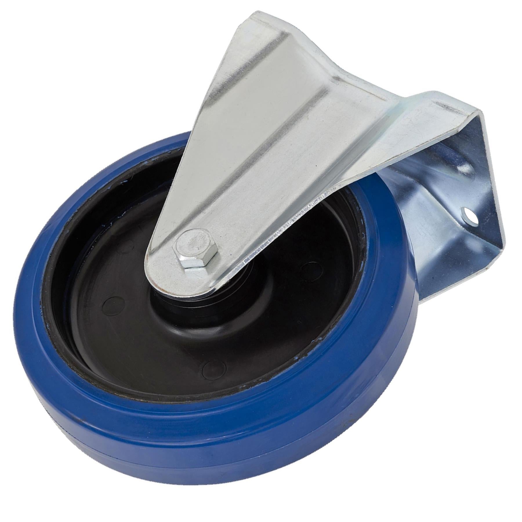 Sealey Heavy-Duty Blue Elastic Rubber Fixed Castor Wheel 160mm