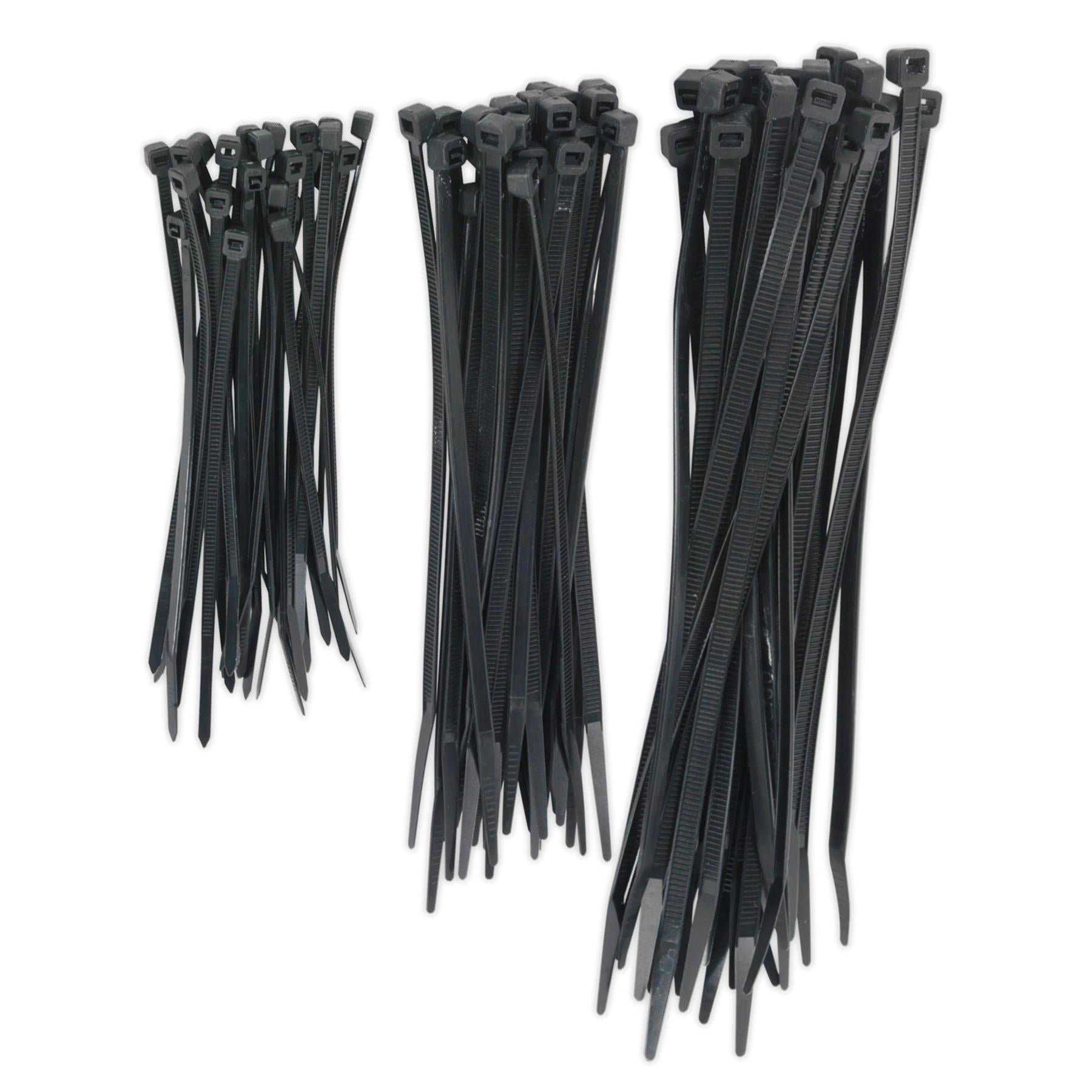 Sealey Cable Tie Assortment Black Pack of 75 Garage Workshop DIY