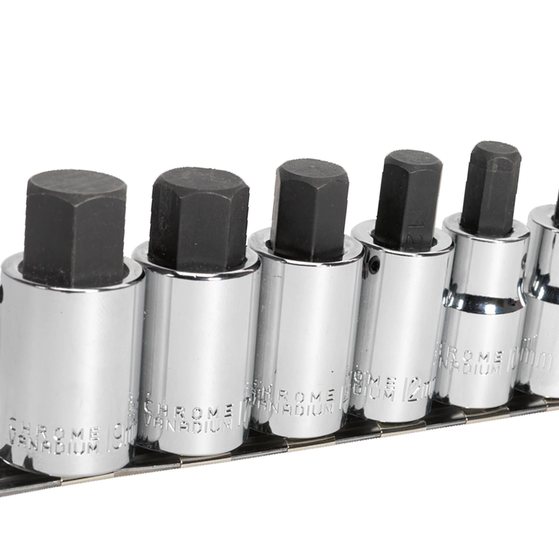 Sealey Hex Socket Bit Set 8pc 1/2"Sq Drive Metric