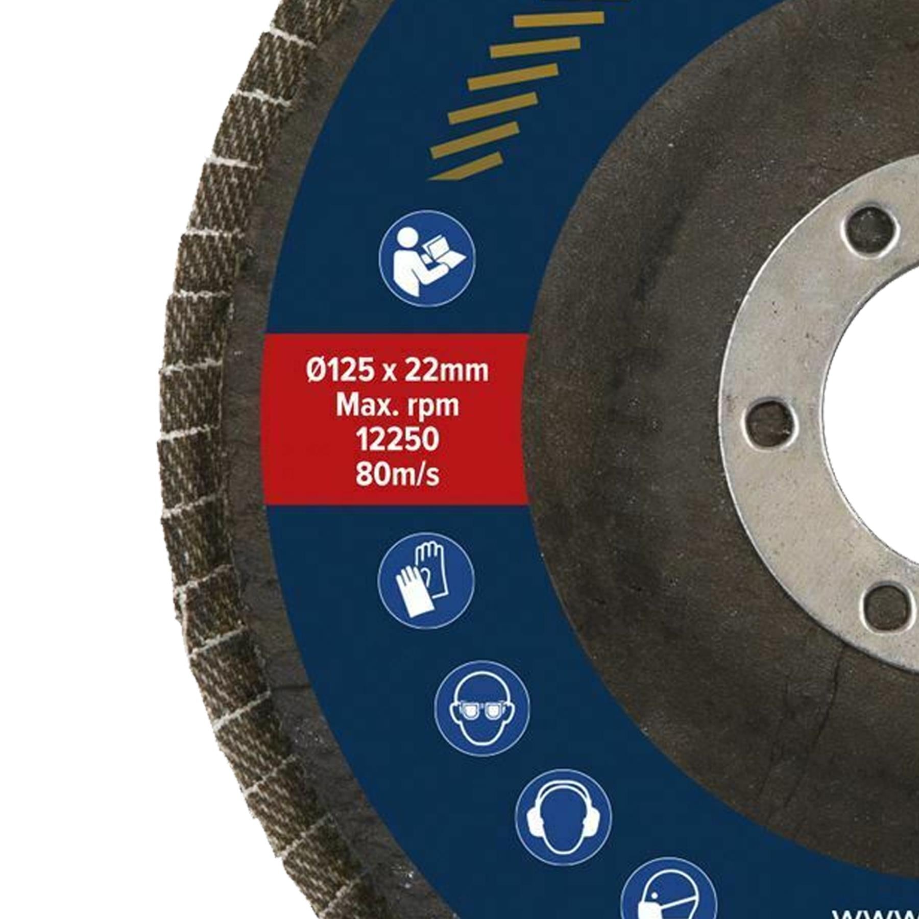 Sealey Flap Disc Aluminium Oxide 125mm 22mm Bore 80Grit