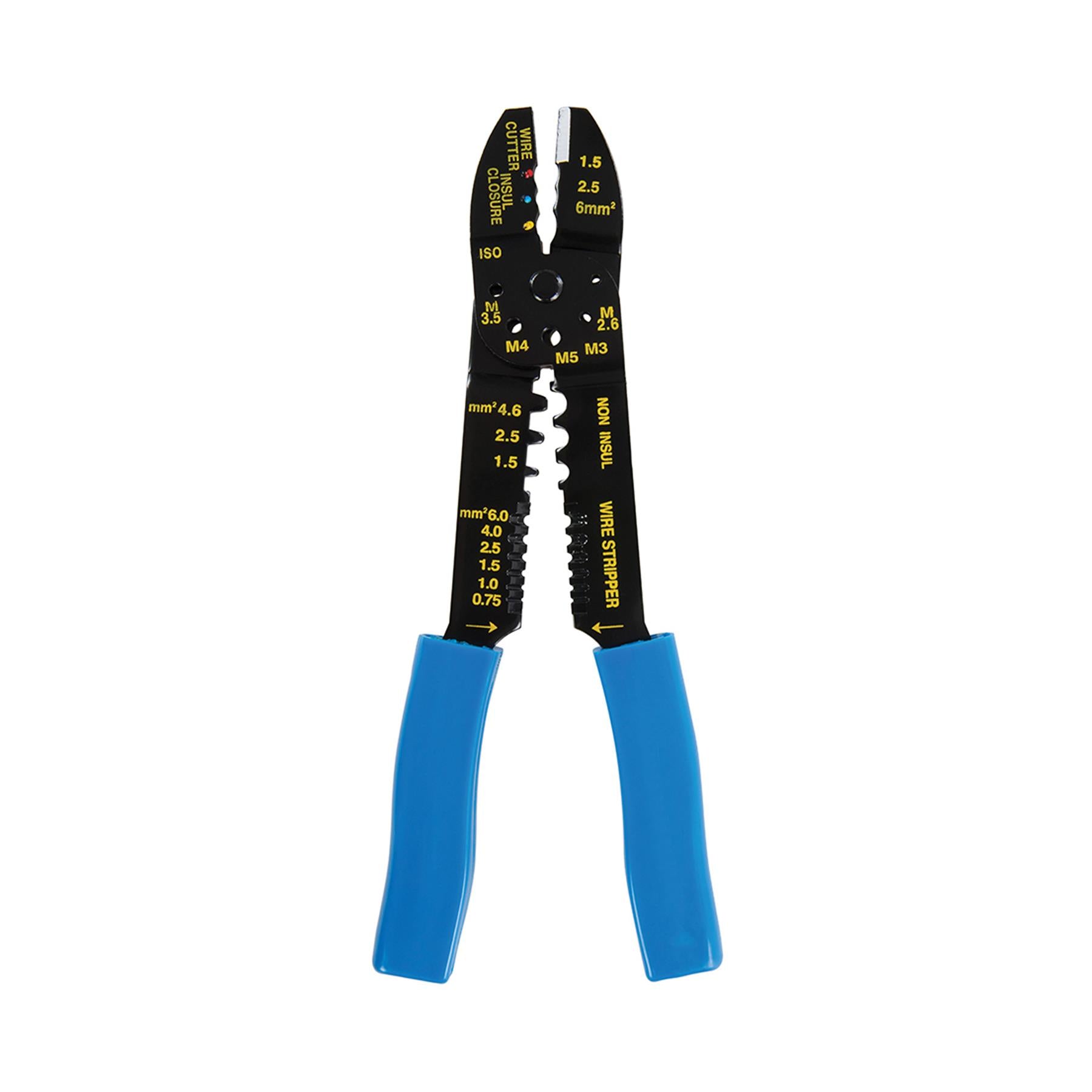 Crimping & Stripping Pliers - 230mm 4mm Hardened Steel For Insulated Terminals