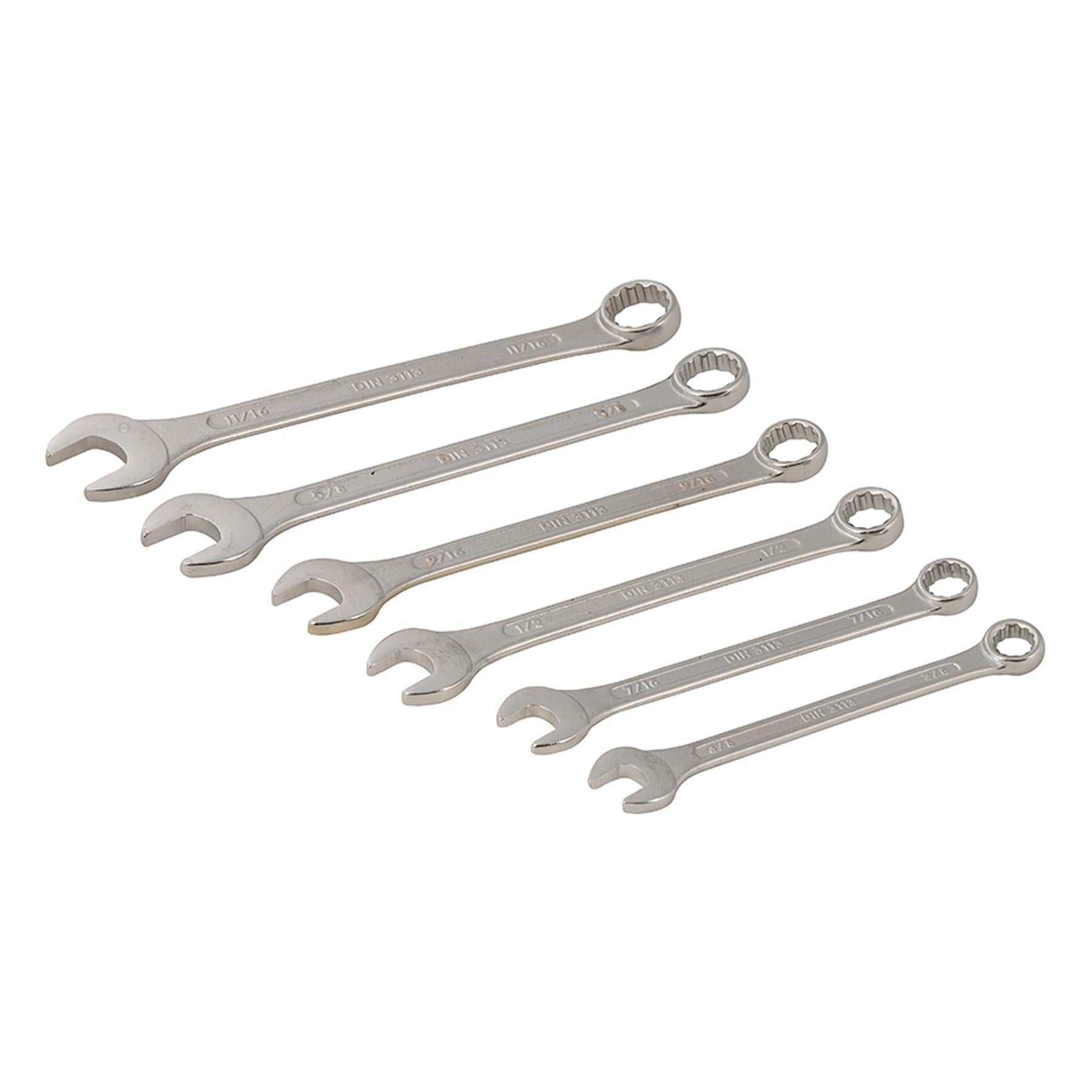 Imperial/Af Combination Spanner Set Open Ended/Ring Chrome Vanadium Steel 6 Pce