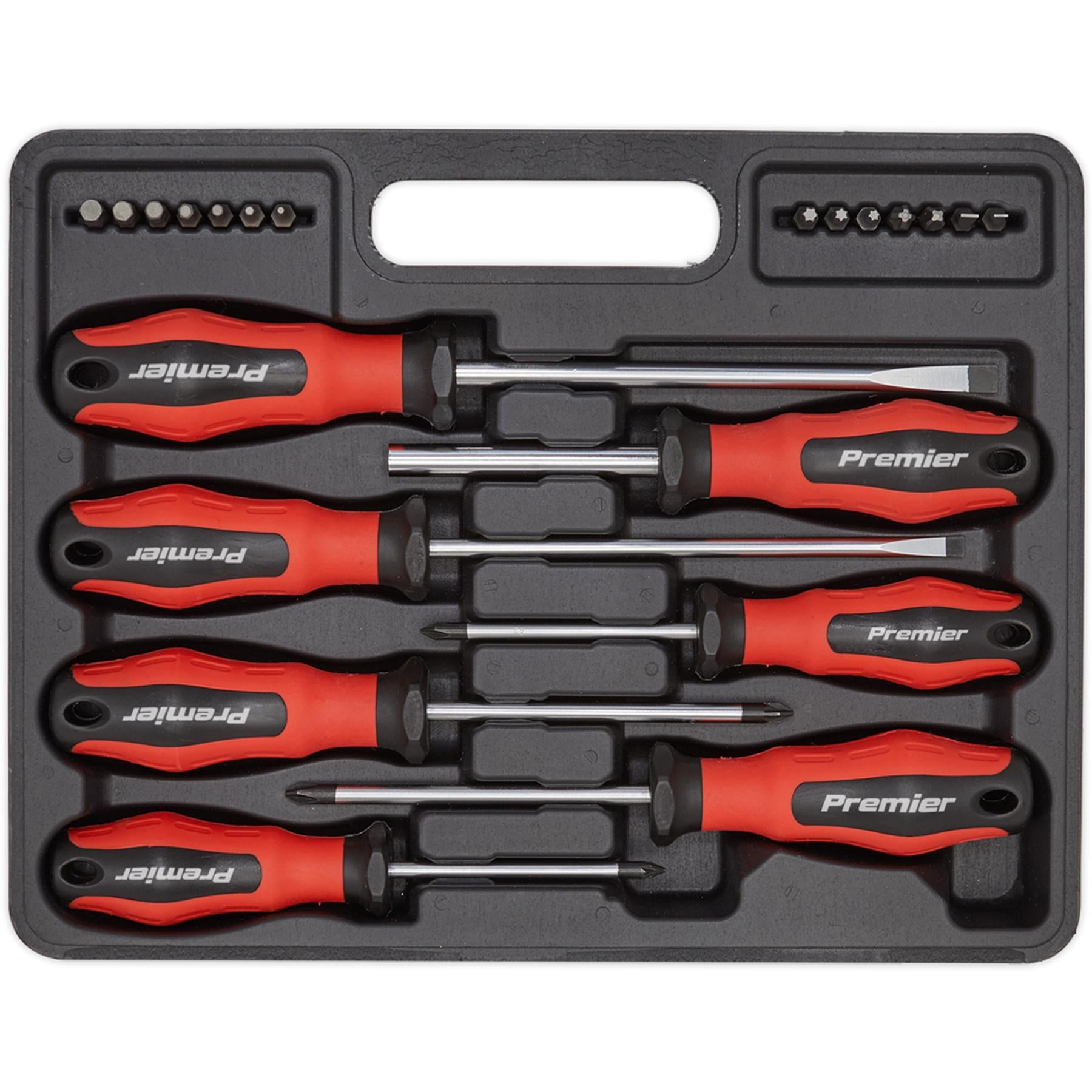 Sealey 21pc Screwdriver & Bit Set Magnetic Slotted Phillips Pozi PowerMAX