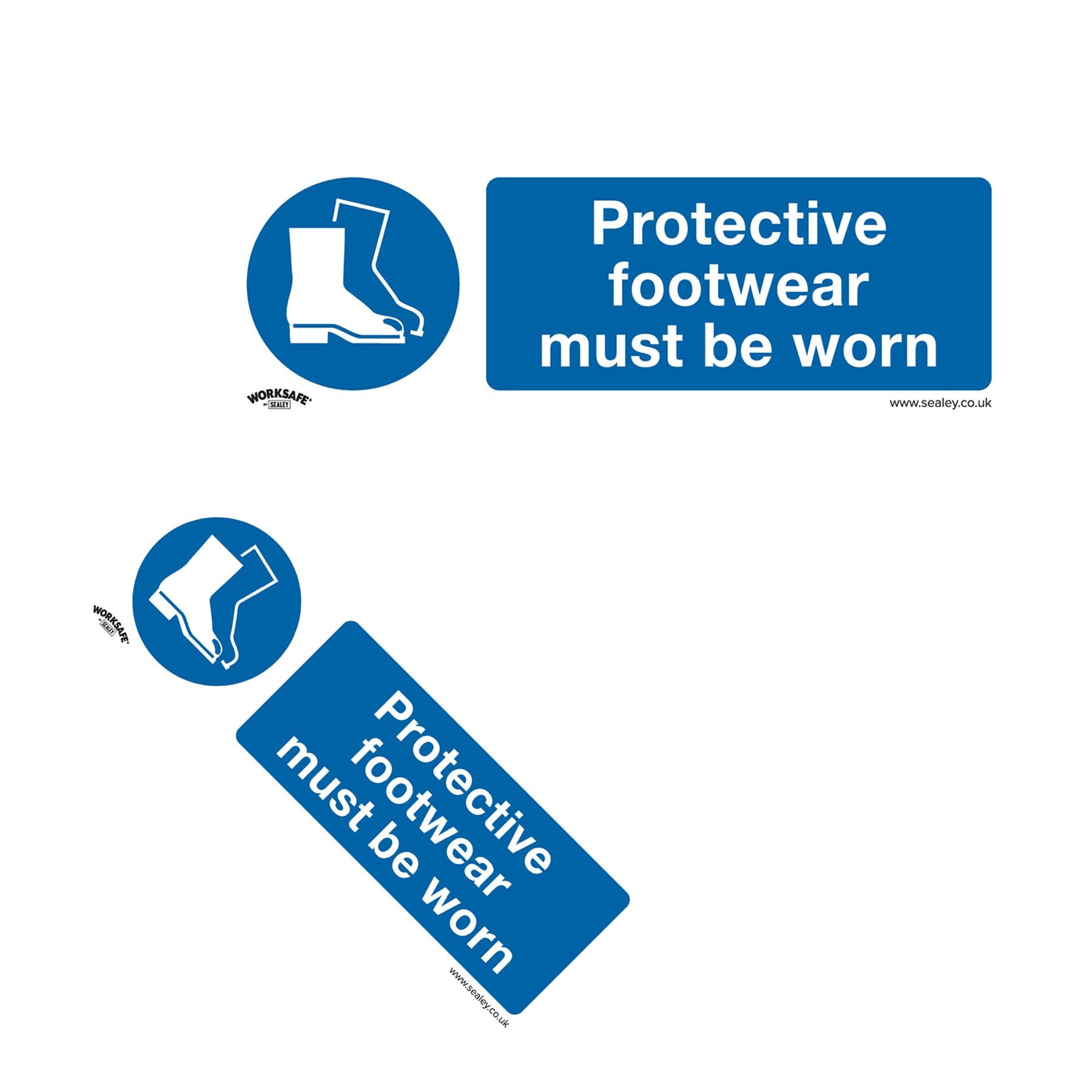 Sealey Safety Sign-Protective Footwear Must Be Worn-Plastic-Pk 10