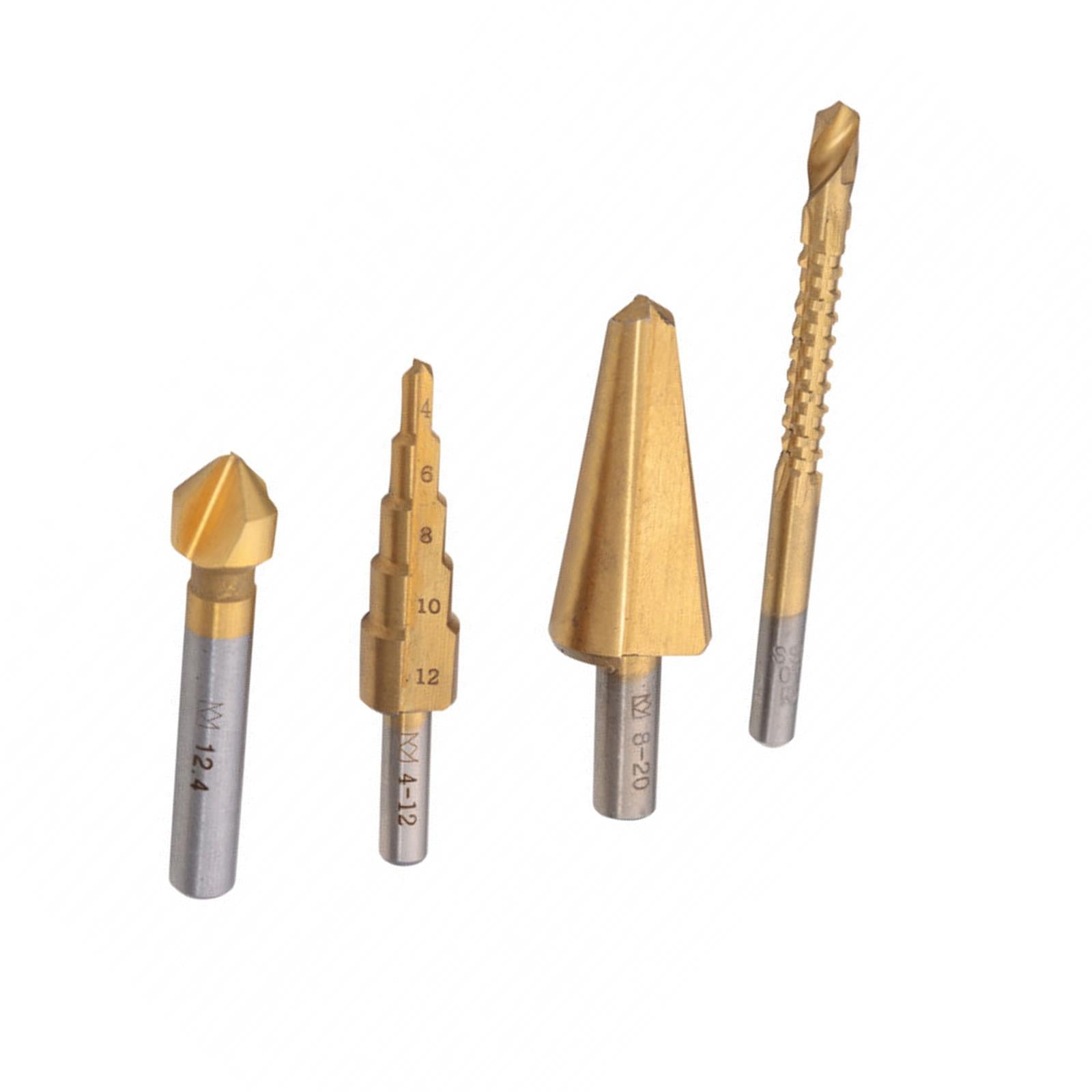 BlueSpot 4Pc Multi Drill Set Countersink Step Taper Saw Bits Wood Steel Metal New