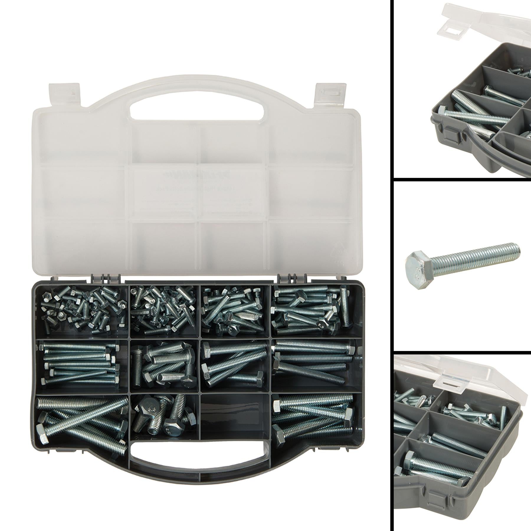 145Pce High Tensile Bolts Pack High-Tensile Steel Bzp Hex-Head Bolts Hardened