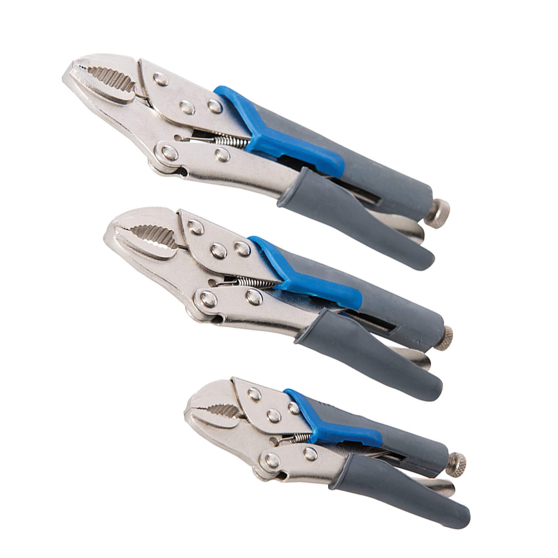 3Pce Self Locking Soft-Grip Plier Set - Hand Tool DIY Adjustable Jaw Opening