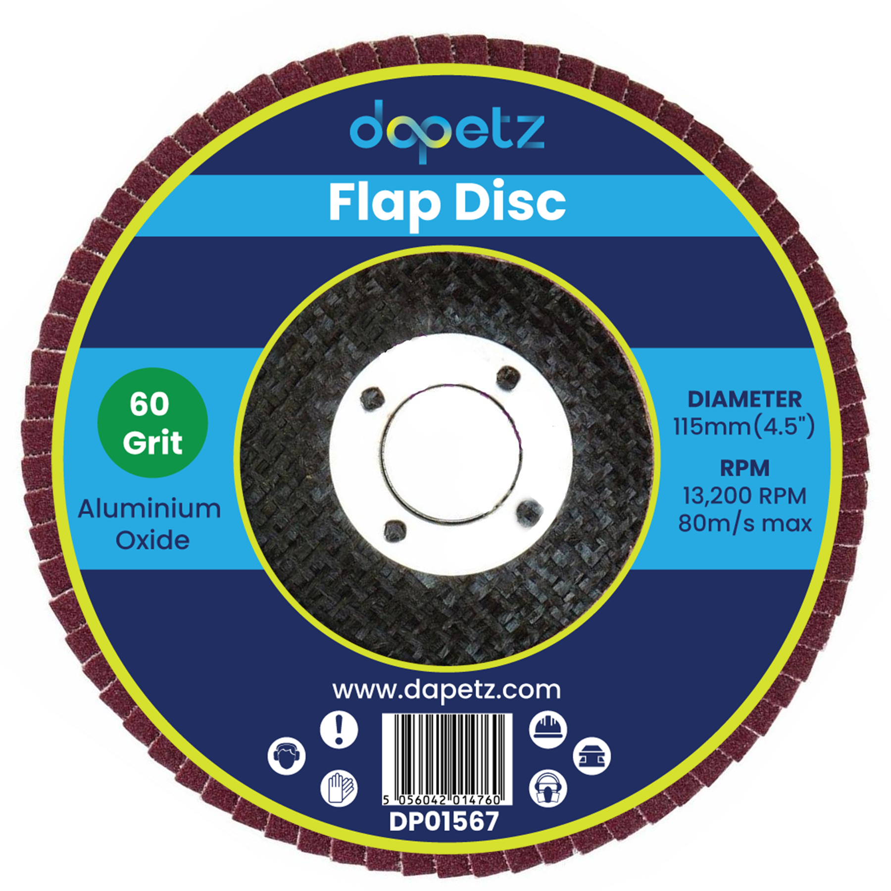 10 X Flap Sanding Discs 115mm 60 120 Grit Aluminium Oxide 4.5" Angle Grinder Mix