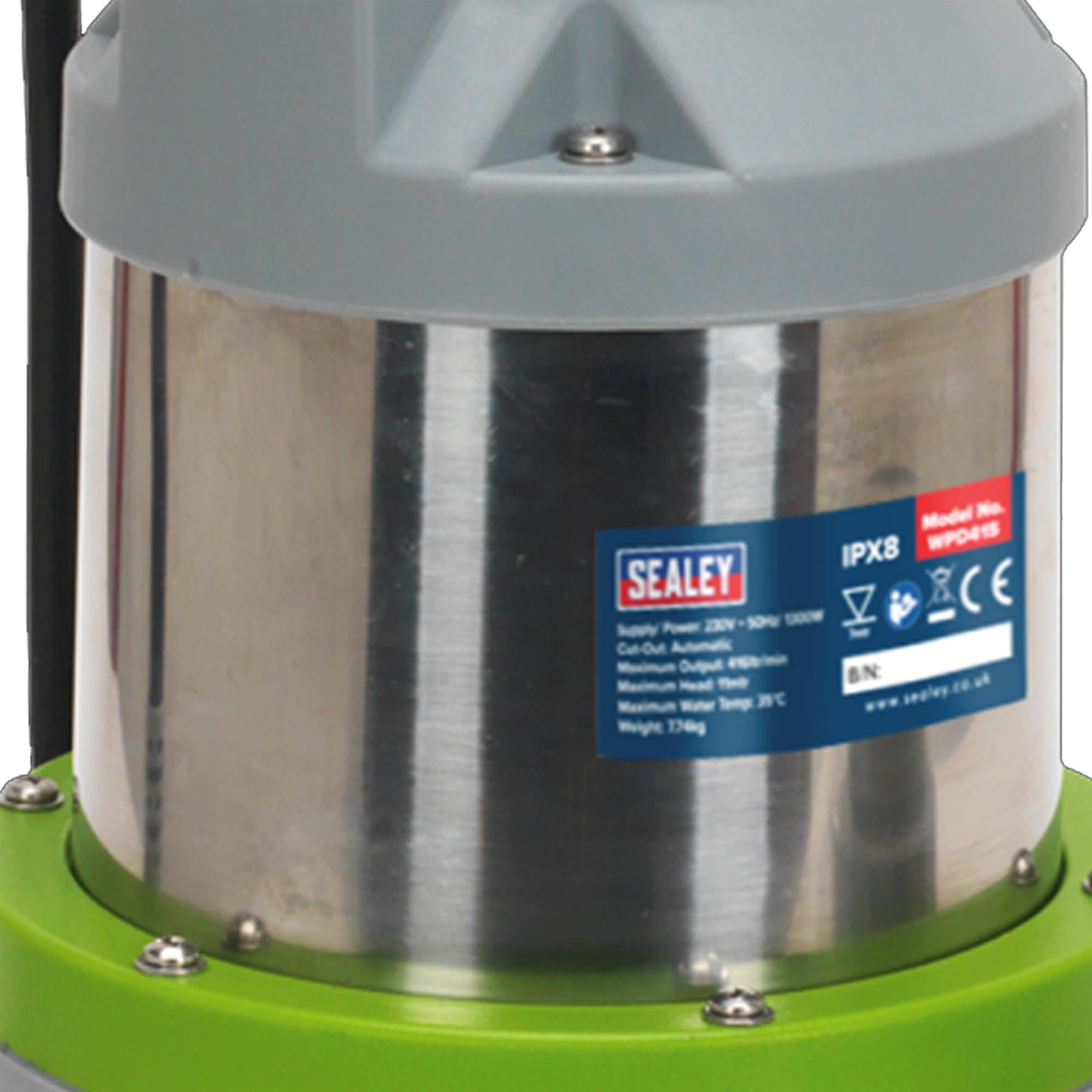 Sealey Submersible Stainless Dirty Water Pump Auto 417L/min 230V