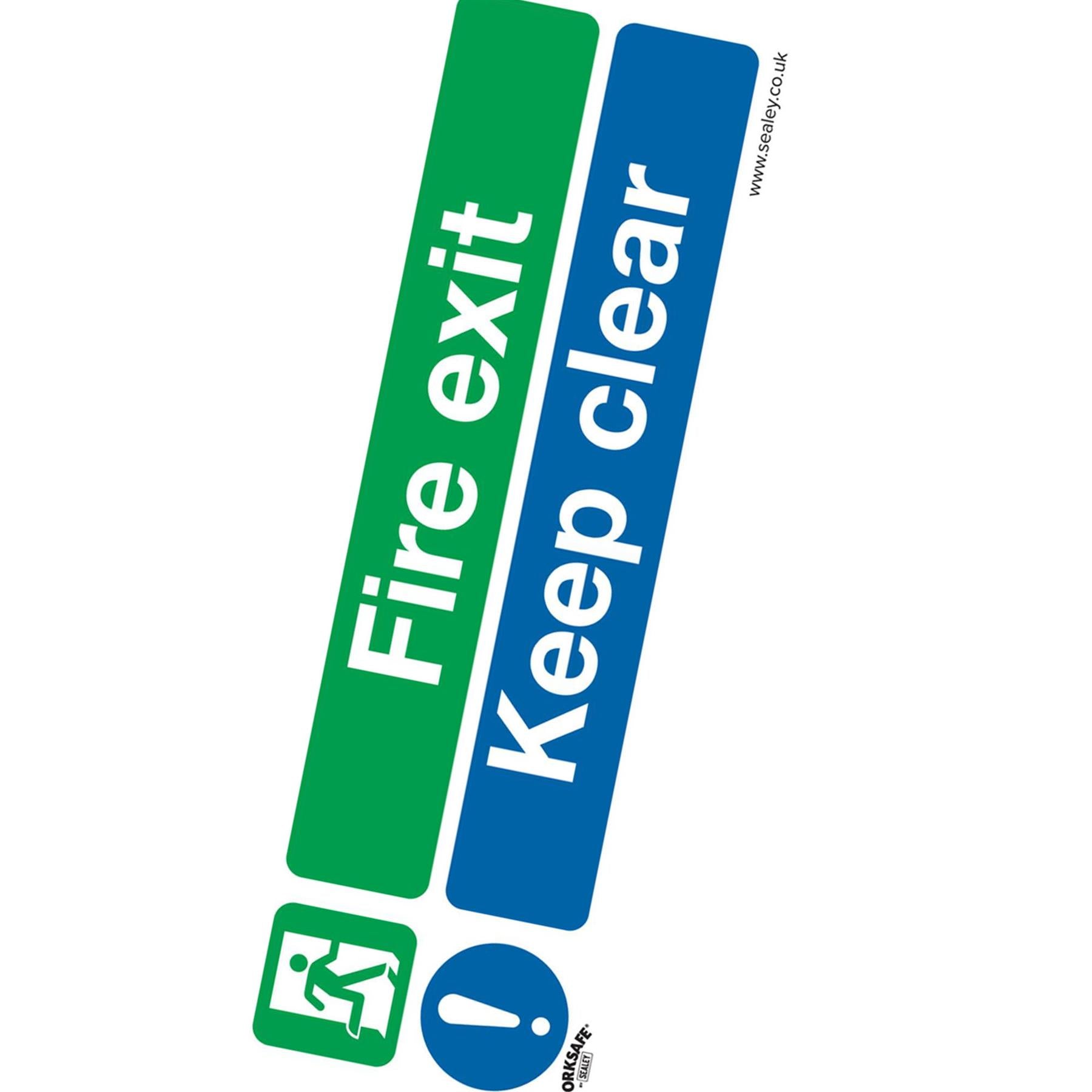 Safe Conditions Safety Sign - Fire Exit Keep Clear (Large) - Self-Adhesive Vinyl
