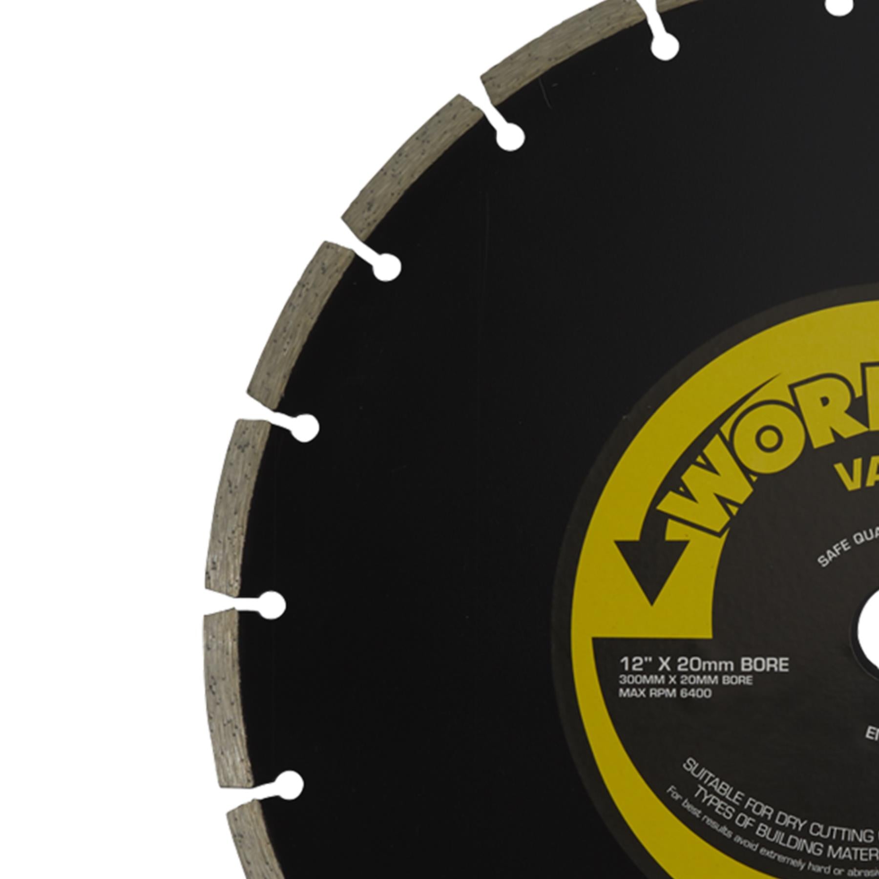 Value Diamond Blade 300 x 20mm. dry-cutting of most types of building Sealey