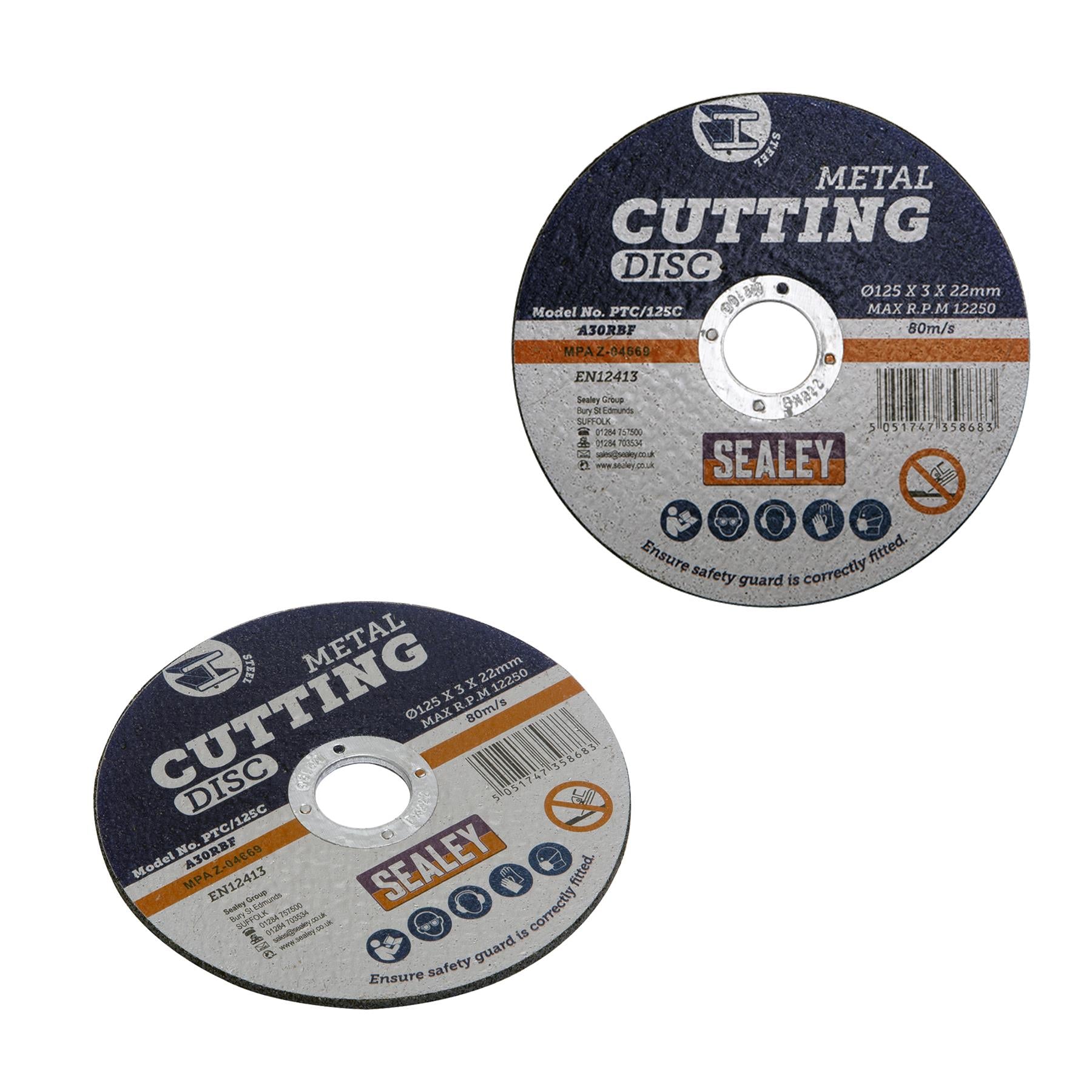 Cutting Disc 125 x 3mm 22mm Bore. General-purpose flat cutting discs. Sealey