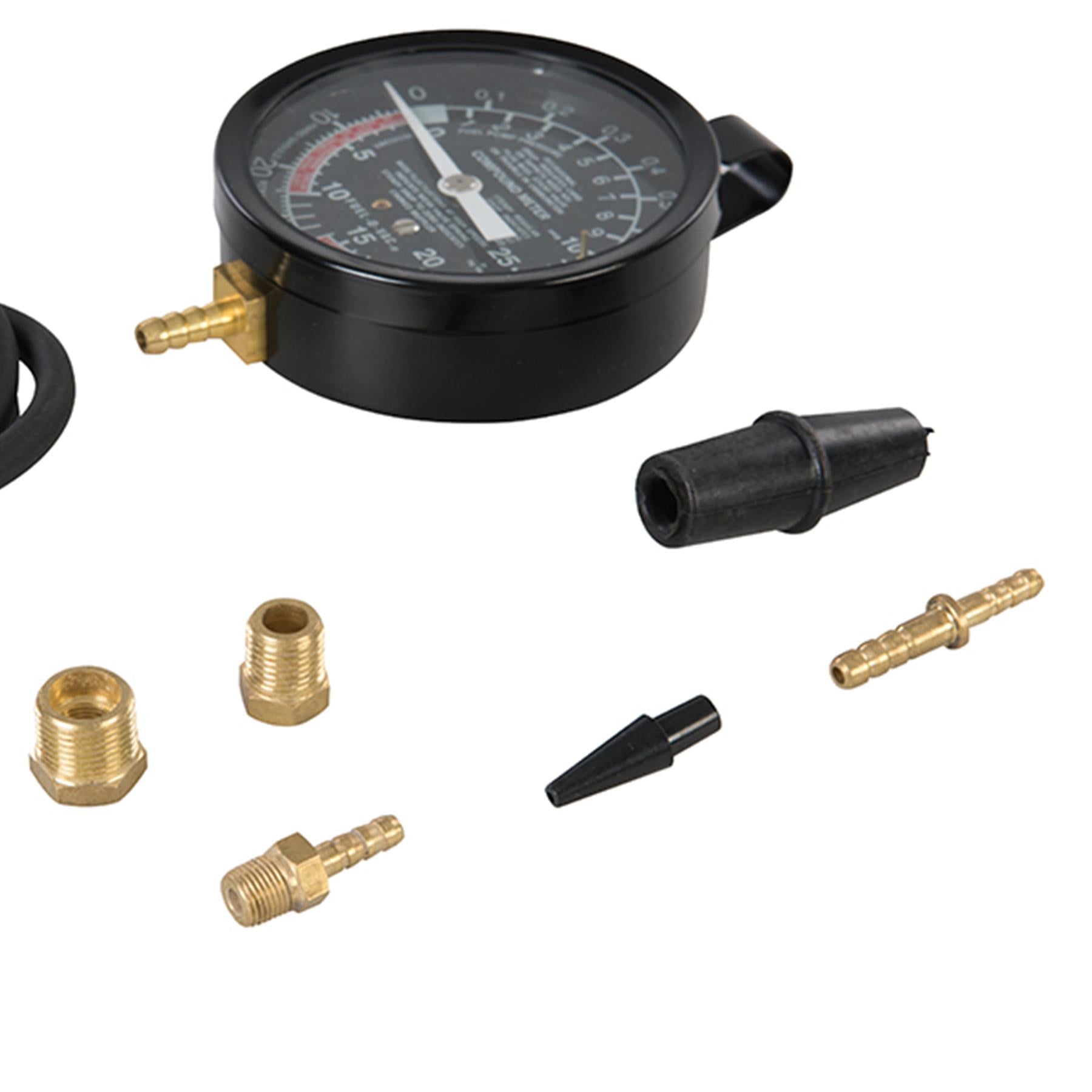 Vacuum & Fuel Pump Pressure Test Gauge 0 - 10psig / 0 - 25Hg With Rubber Bumper