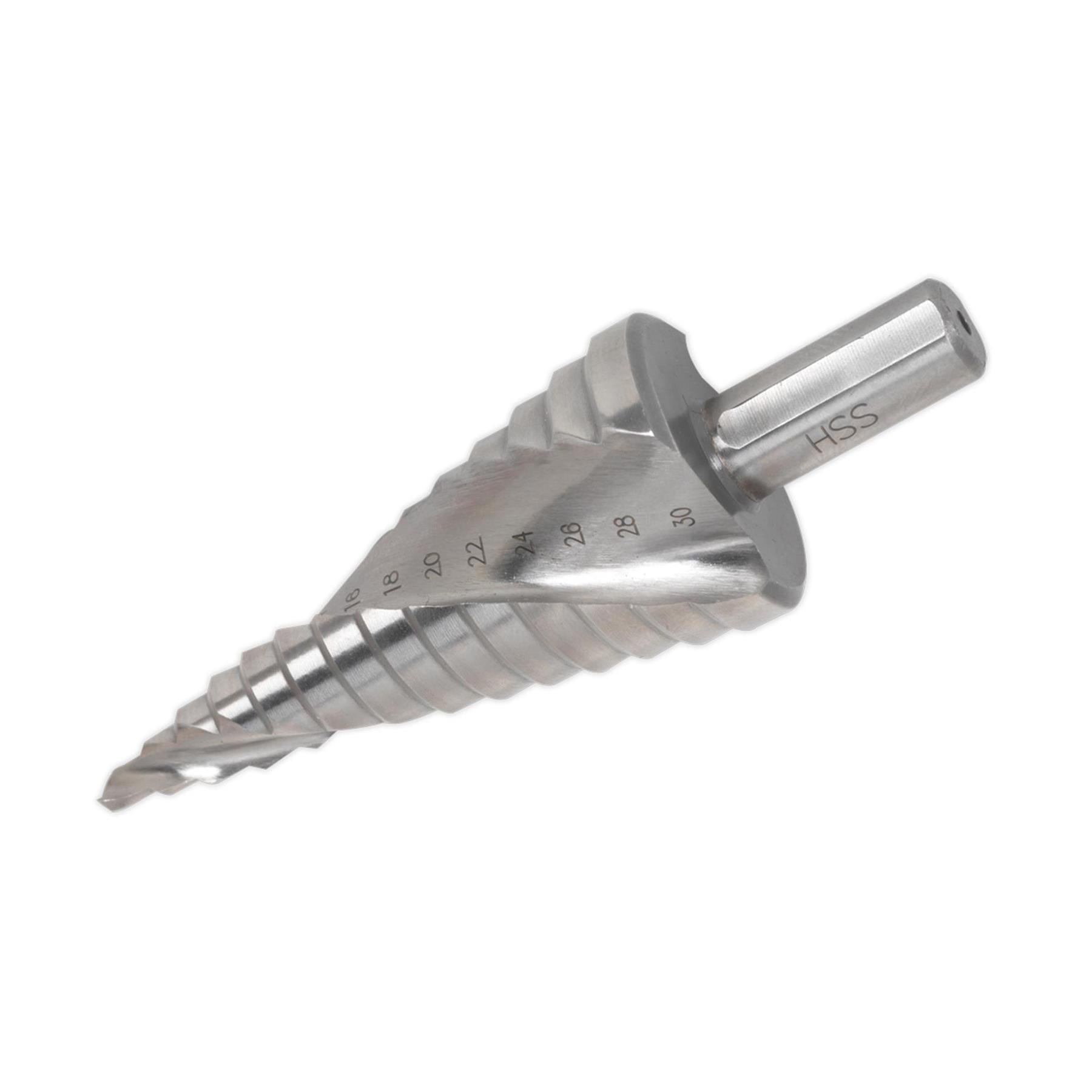 Sealey Step Drill Bit HSS 4341 Double Spiral Flute 4-30mm Hole Cutter AK4748