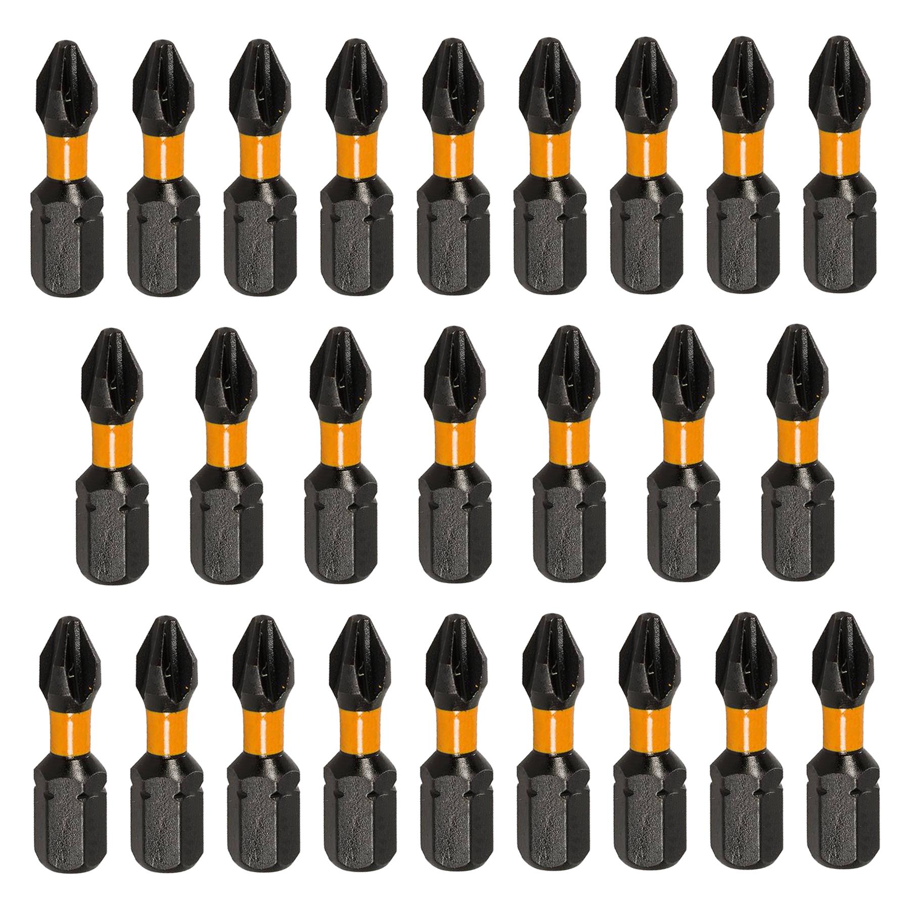 Phillips Screwdriver Impact Bit PH2 High Torque Premium S2 Steel Drills 25pk