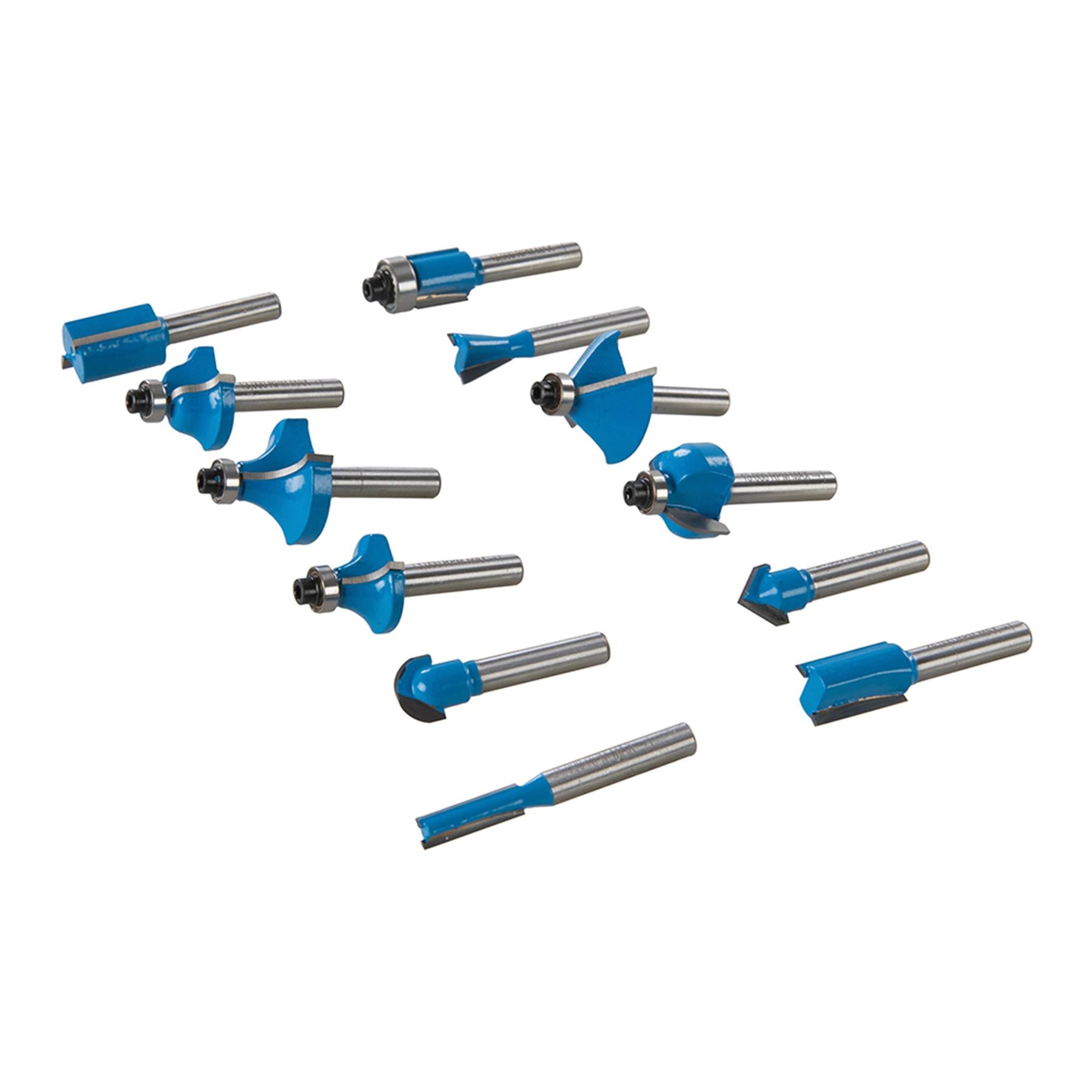 1/4" Shank TCT Router Cutter Bit Set with Wooden Case Silverline 12 Pce Piece