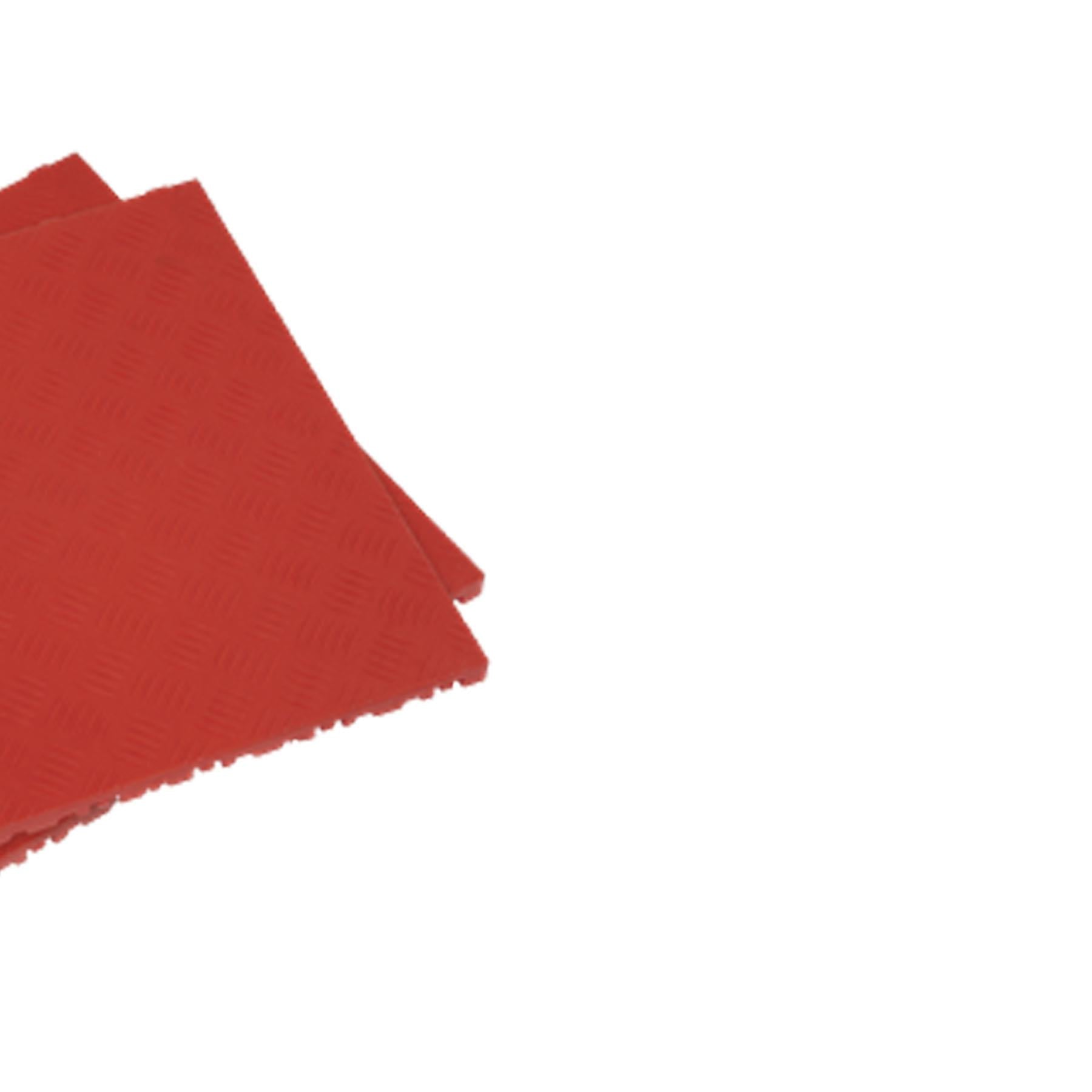 Sealey Polypropylene Floor Tile-Red Treadplate 400x400mm Pack of 9