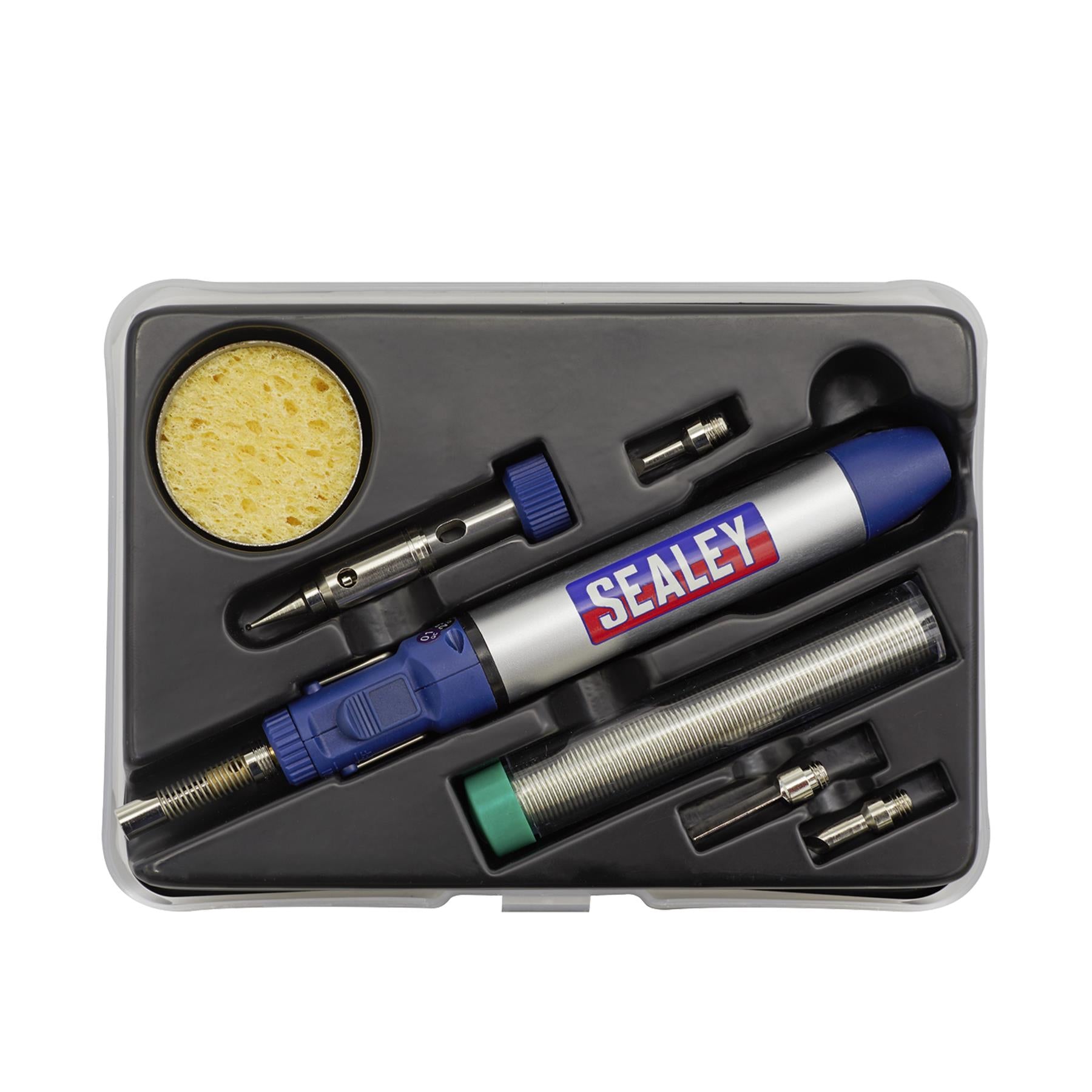 Sealey Micro Butane Torch 7pc Kit Gas Iron Kit Ignite Welding Torch Tool Case