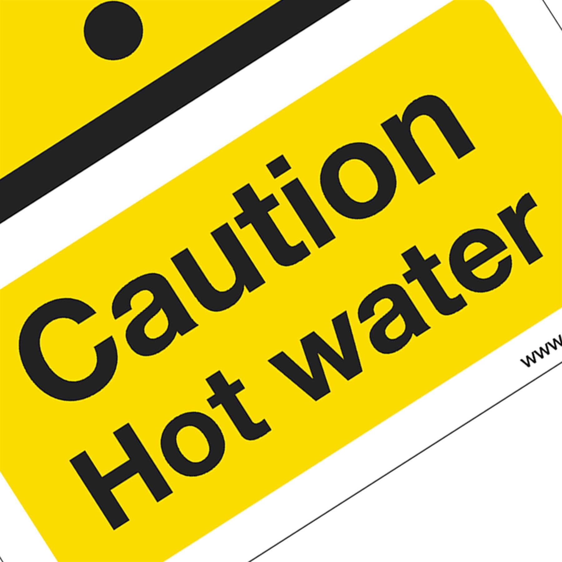 Warning Safety Sign - Caution Hot Water - Self-Adhesive Vinyl