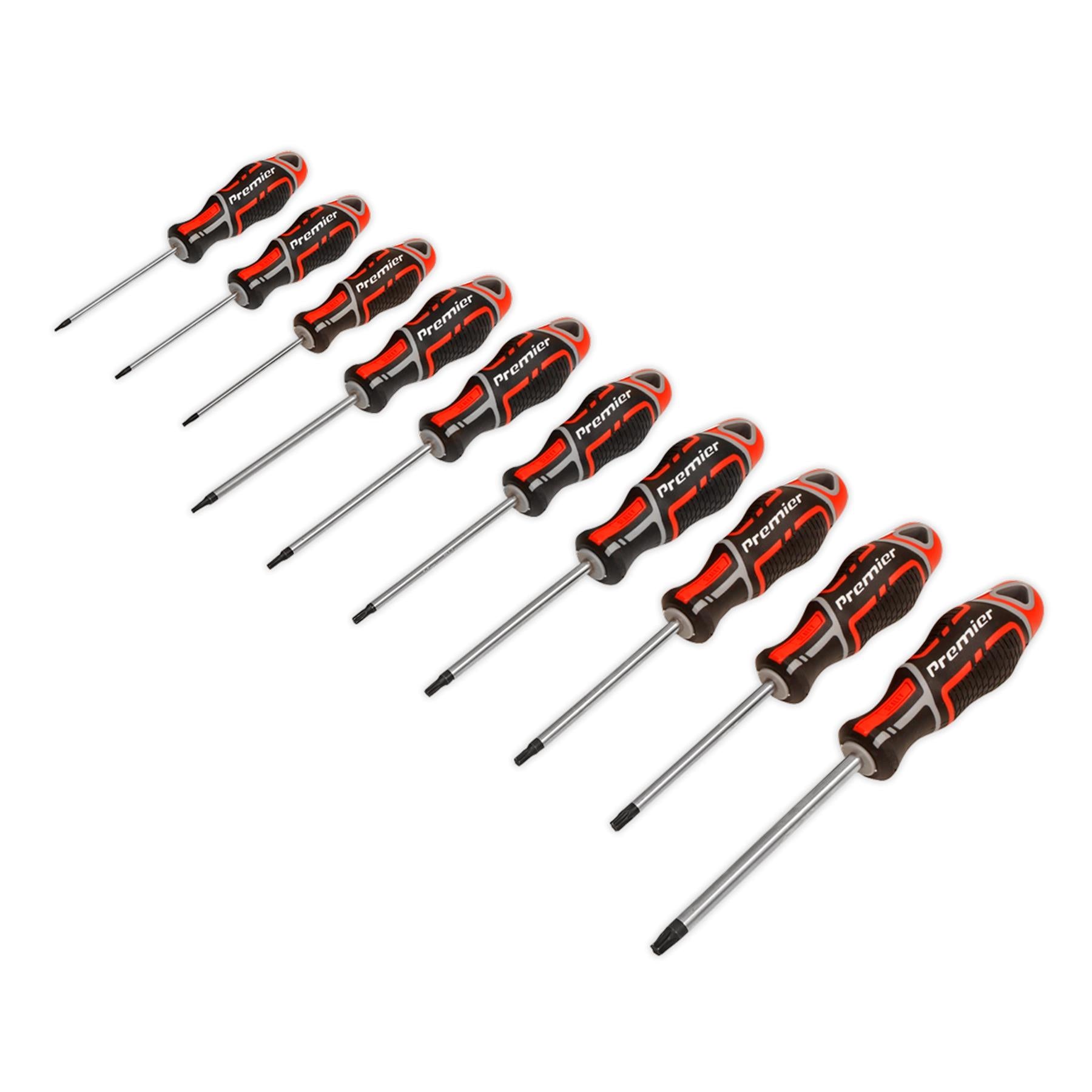 Sealey 10pc TRX Star Torx Screwdriver Set Magnetic GripMax Red T7-T40 AK4324