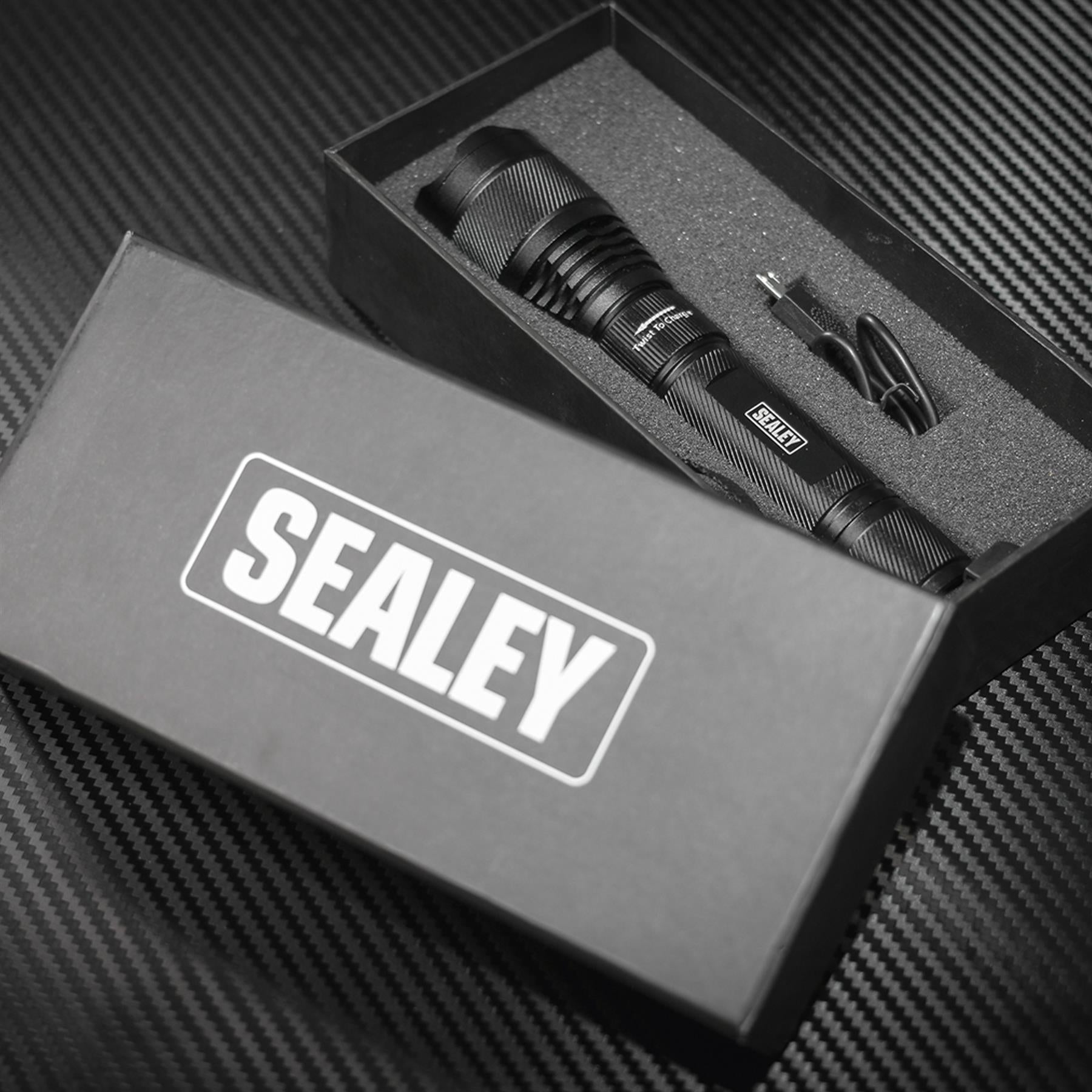 Sealey Aluminium Torch 10W CREE XPL LED Adj Focus R/Charge USB Port