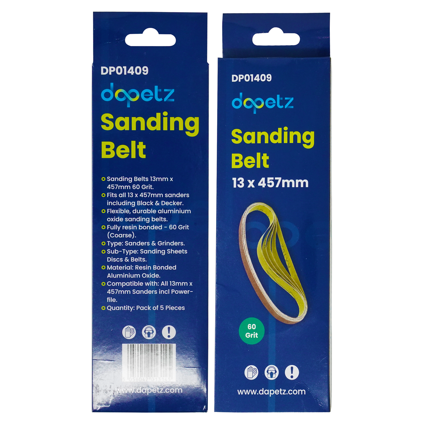 10 Powerfile Sanding Sander Belts 13mm X 457mm 60 Grit Medium Finger Sander Belt