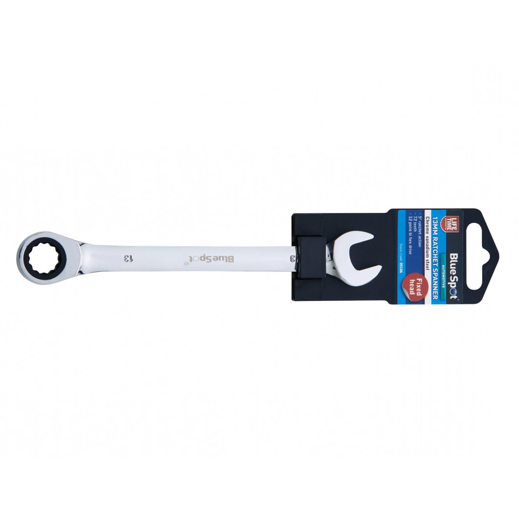 BlueSpot Professional 13mm Fixed Head Ratchet Spanner Ratcheting Ring Head Metric Tool