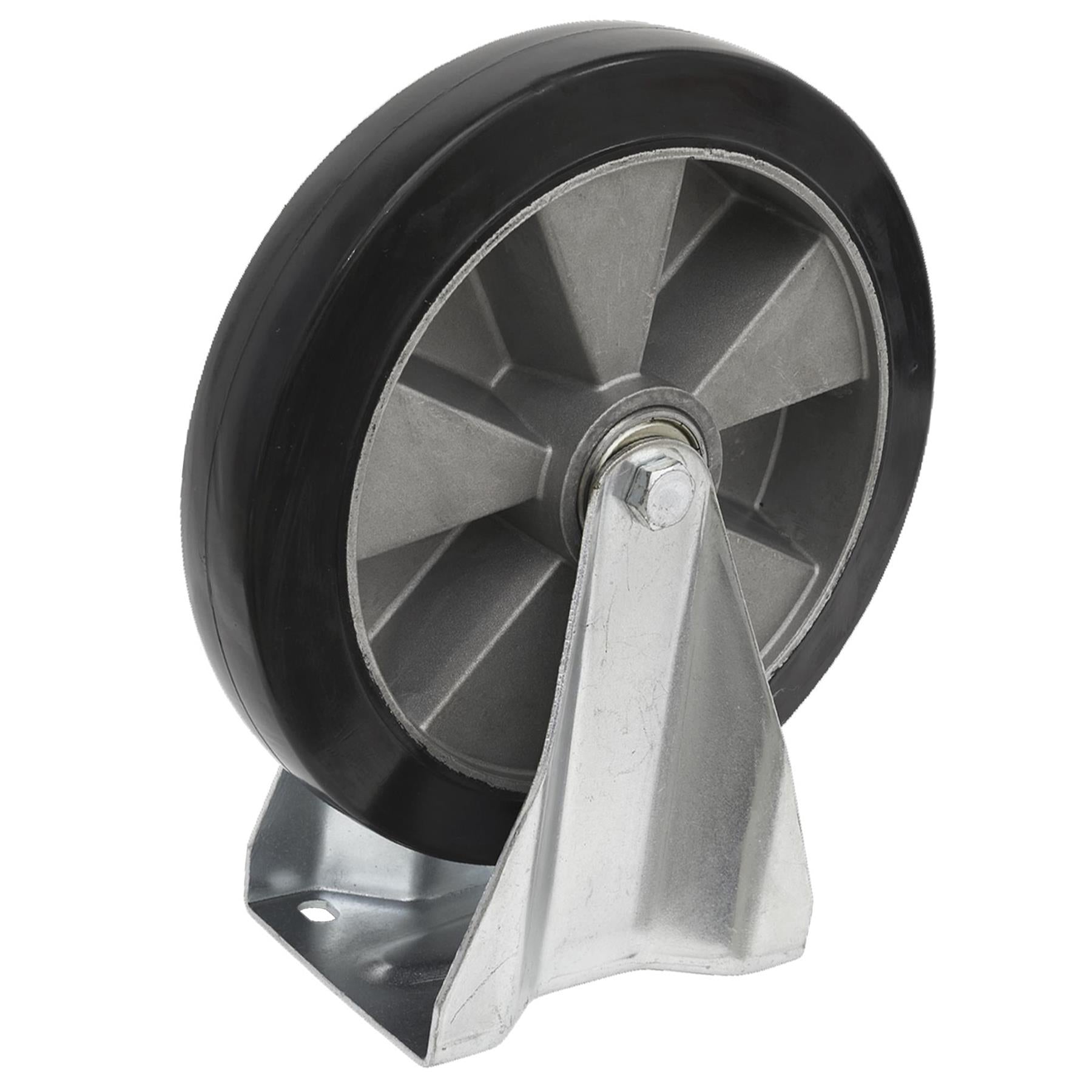 Sealey Heavy-Duty Rubber Castor Wheel Fixed Plate 200mm