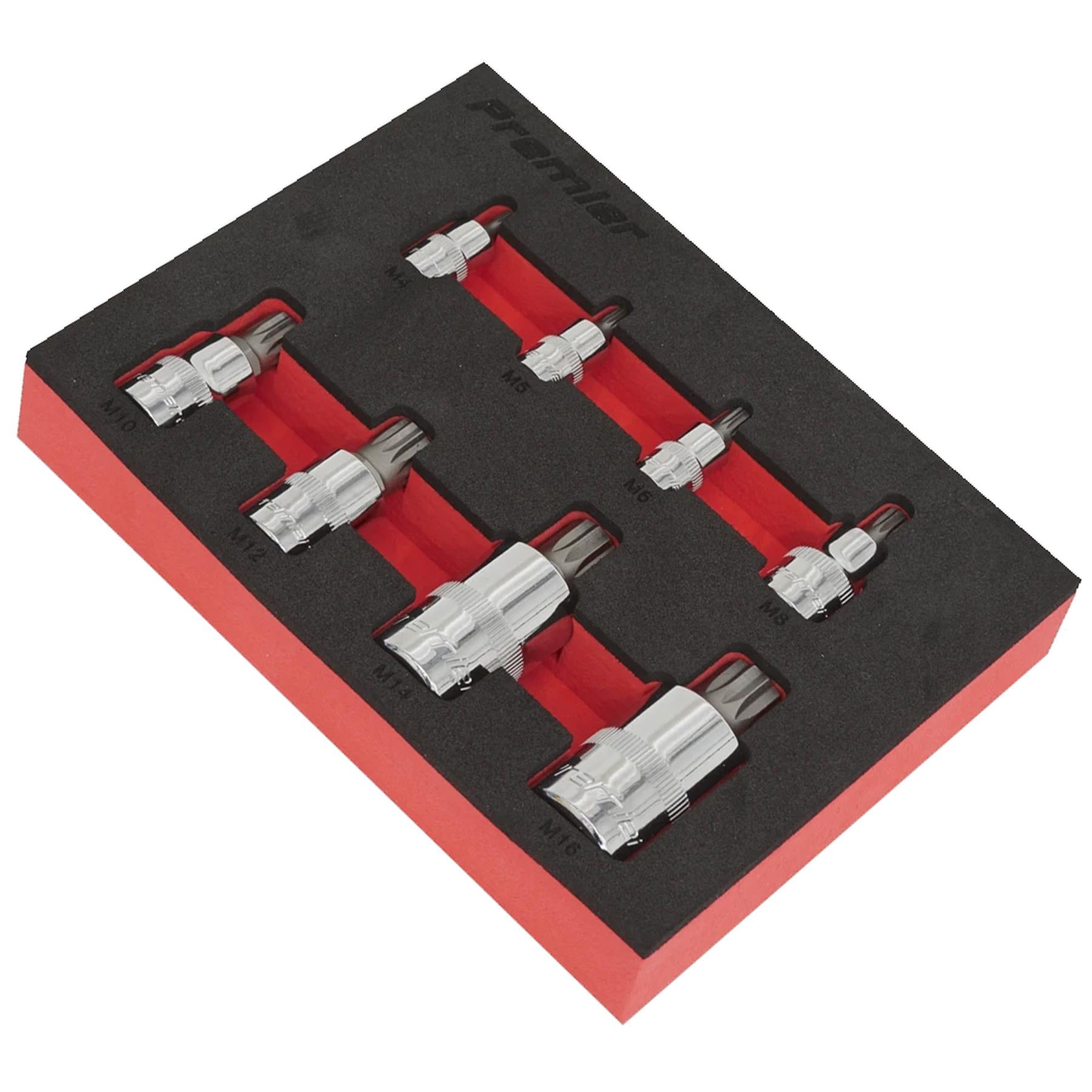 Sealey Spline Socket Bit Set 8pc 1/4", 3/8" & 1/2"Sq Drive