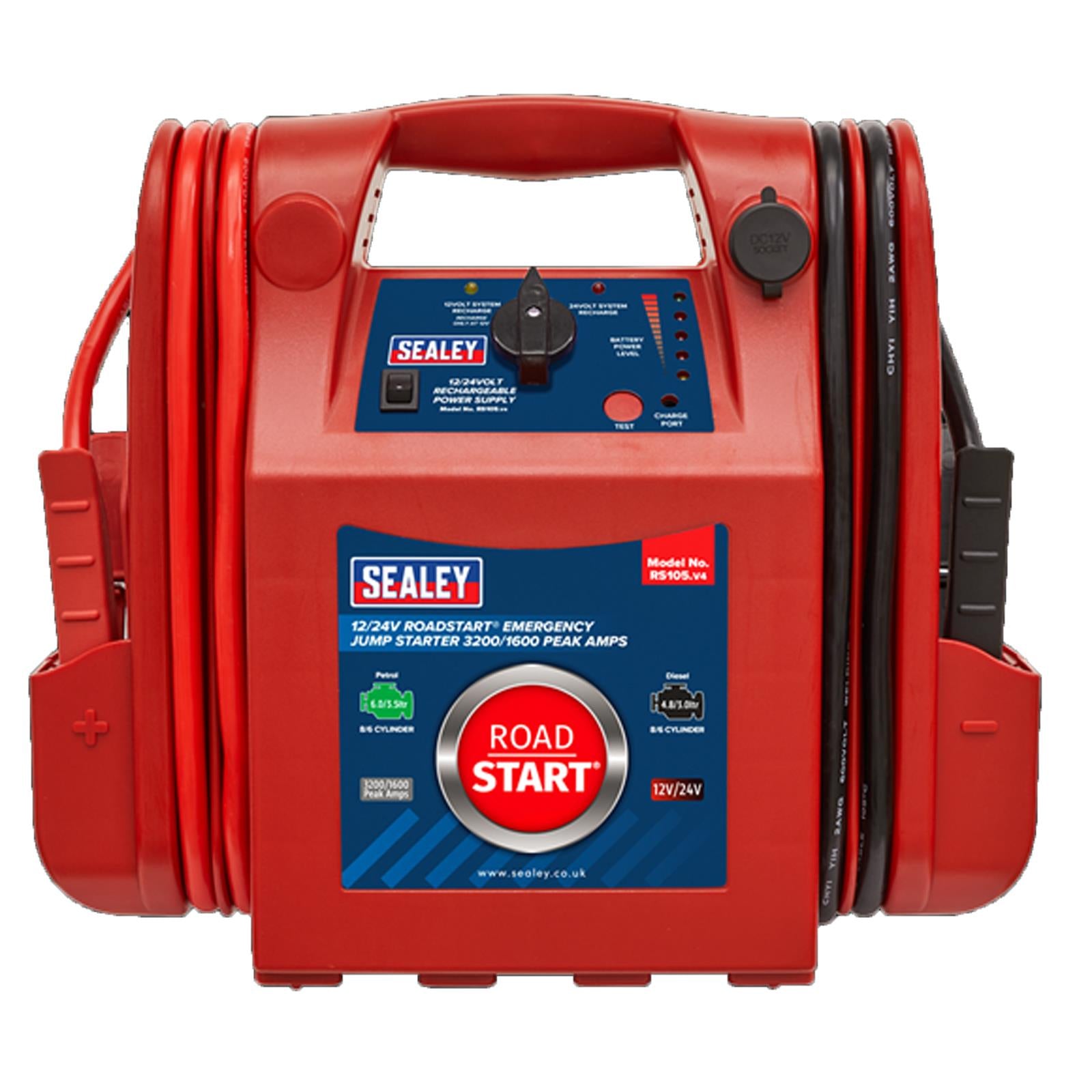 Sealey RS105 RoadStart Emergency Power Pack 12/24V 3200/1600 Peak Amps