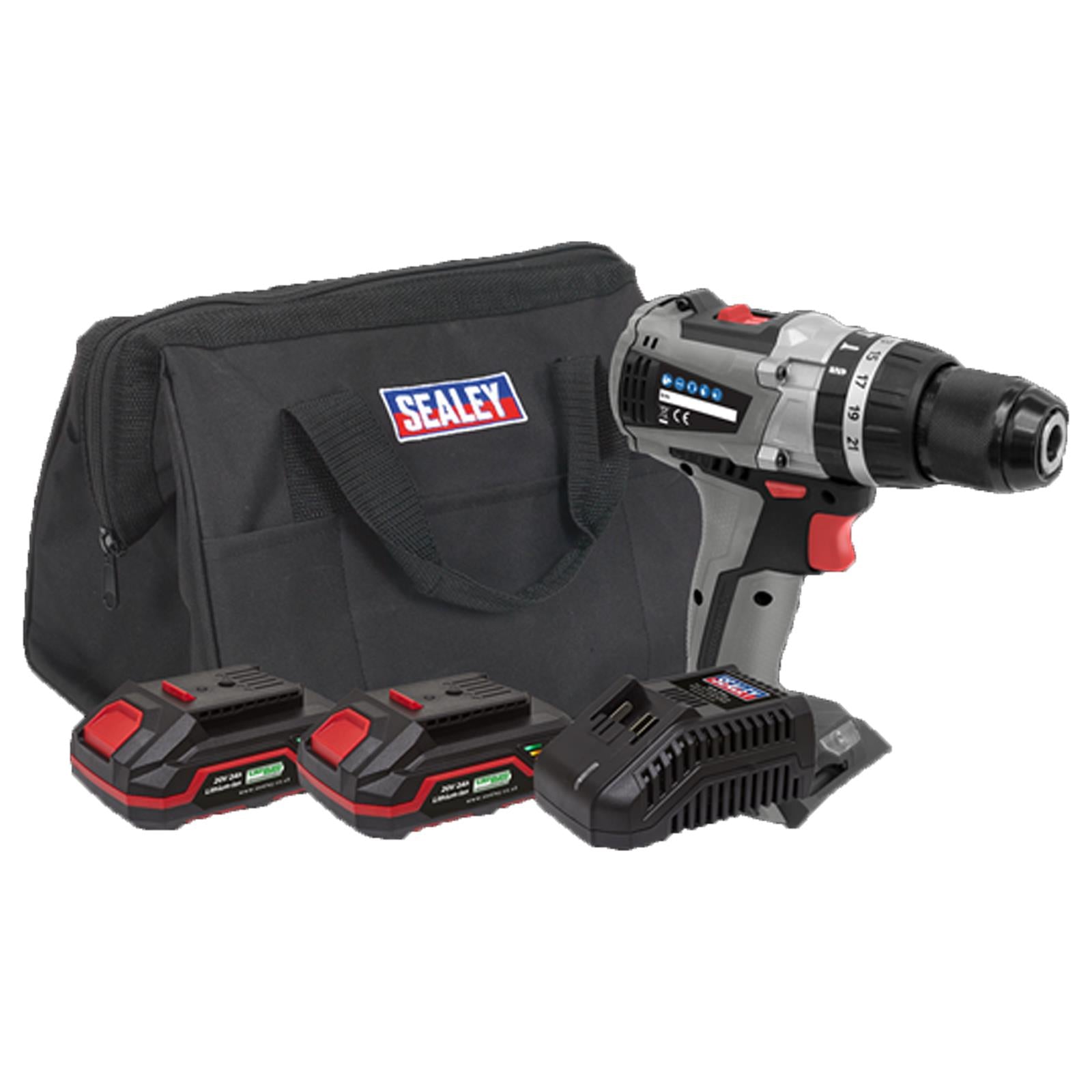 Brushless Hammer Drill/Driver Kit Sealey D13MM 20V - 2 Batteries
