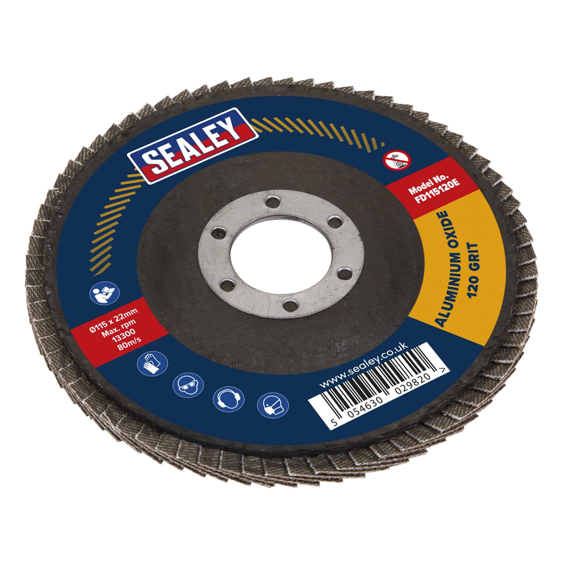 Sealey Flap Disc Aluminium Oxide �115mm �22mm Bore 120Grit