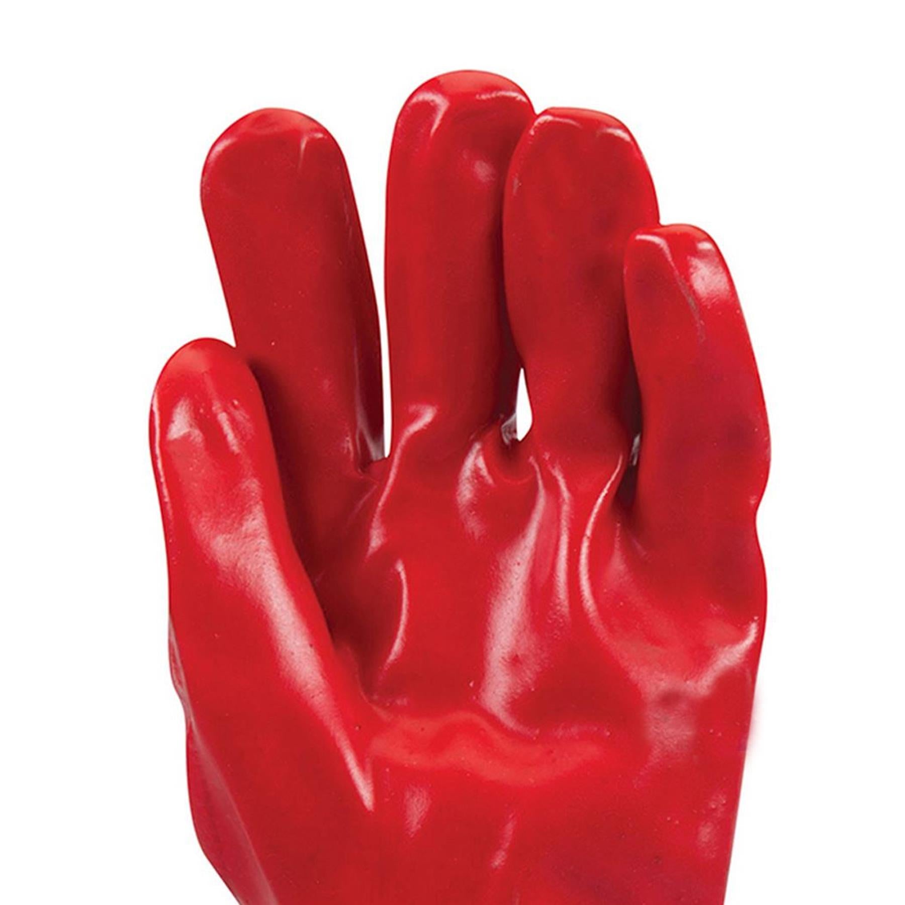 3 X Red PVC Gloves Full Dipped Quality Safety Protective Workwear Ppe New