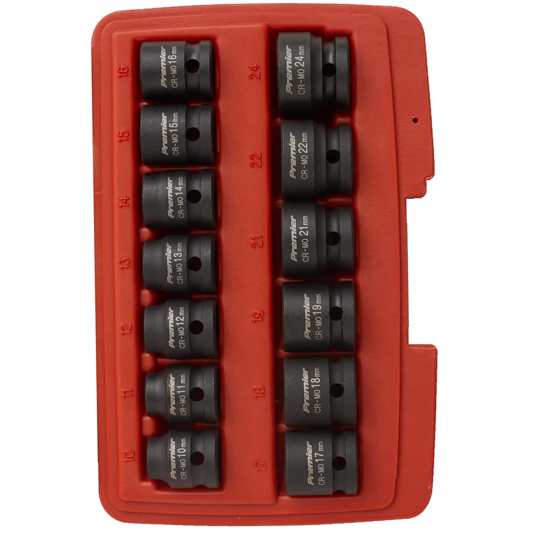 Sealey Impact Socket Set 13pc 1/2"Sq Drive Low Profile Metric
