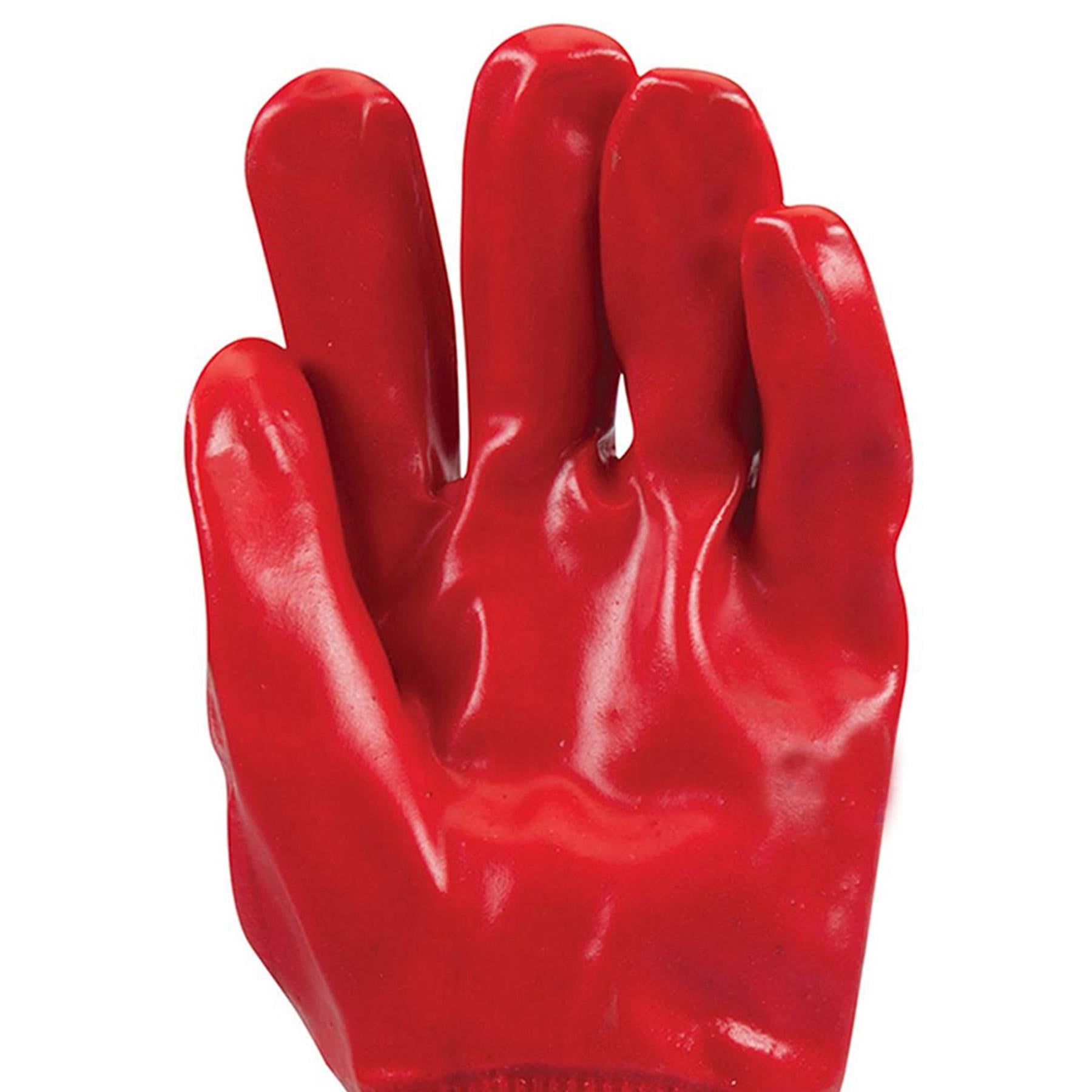 1 x Red PVC Gloves Full Dipped Quality Safety Protective Workwear PPE