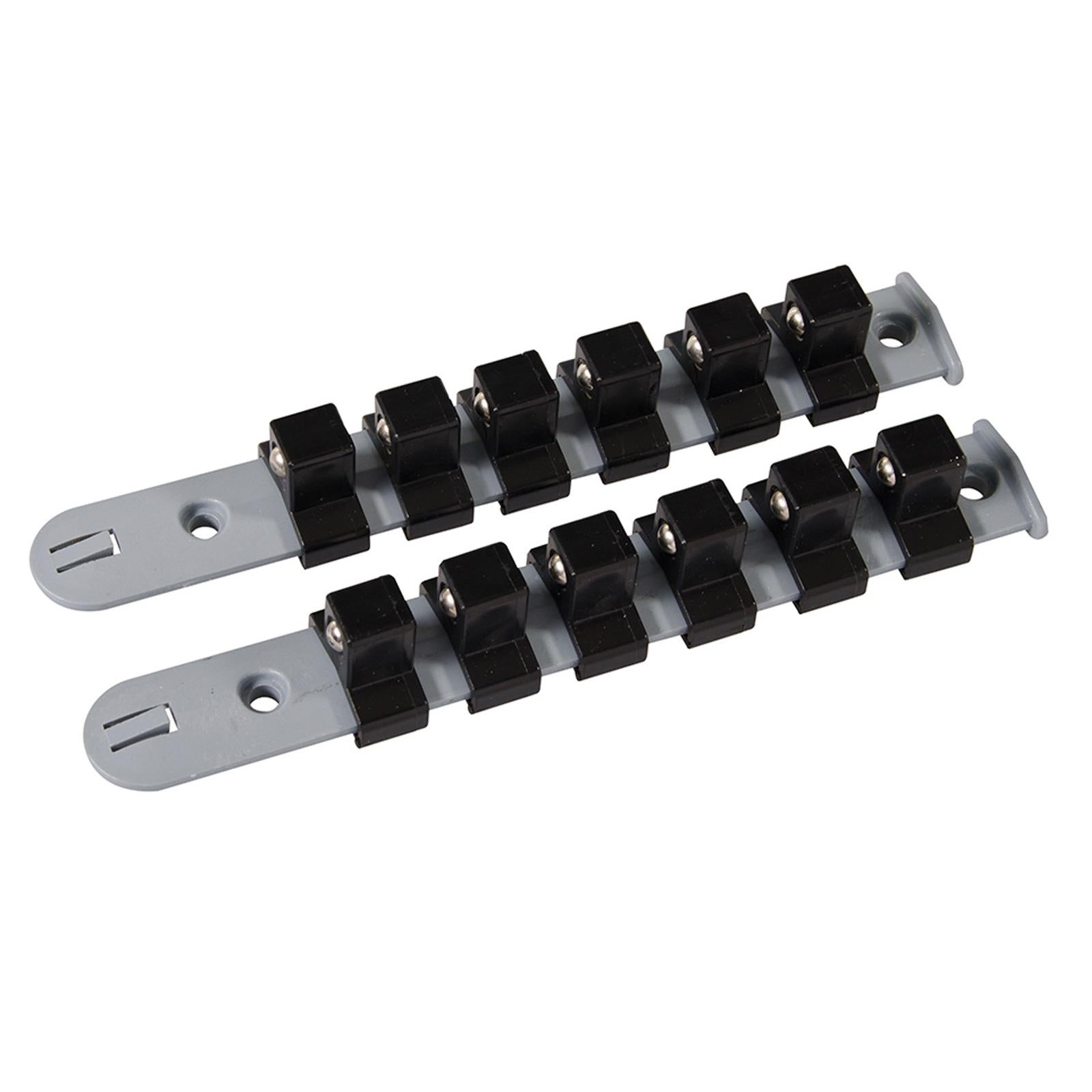 1/2" Drive Socket Holder Storage Organiser Rail Snap Set - 12 Clips Wall Mounting