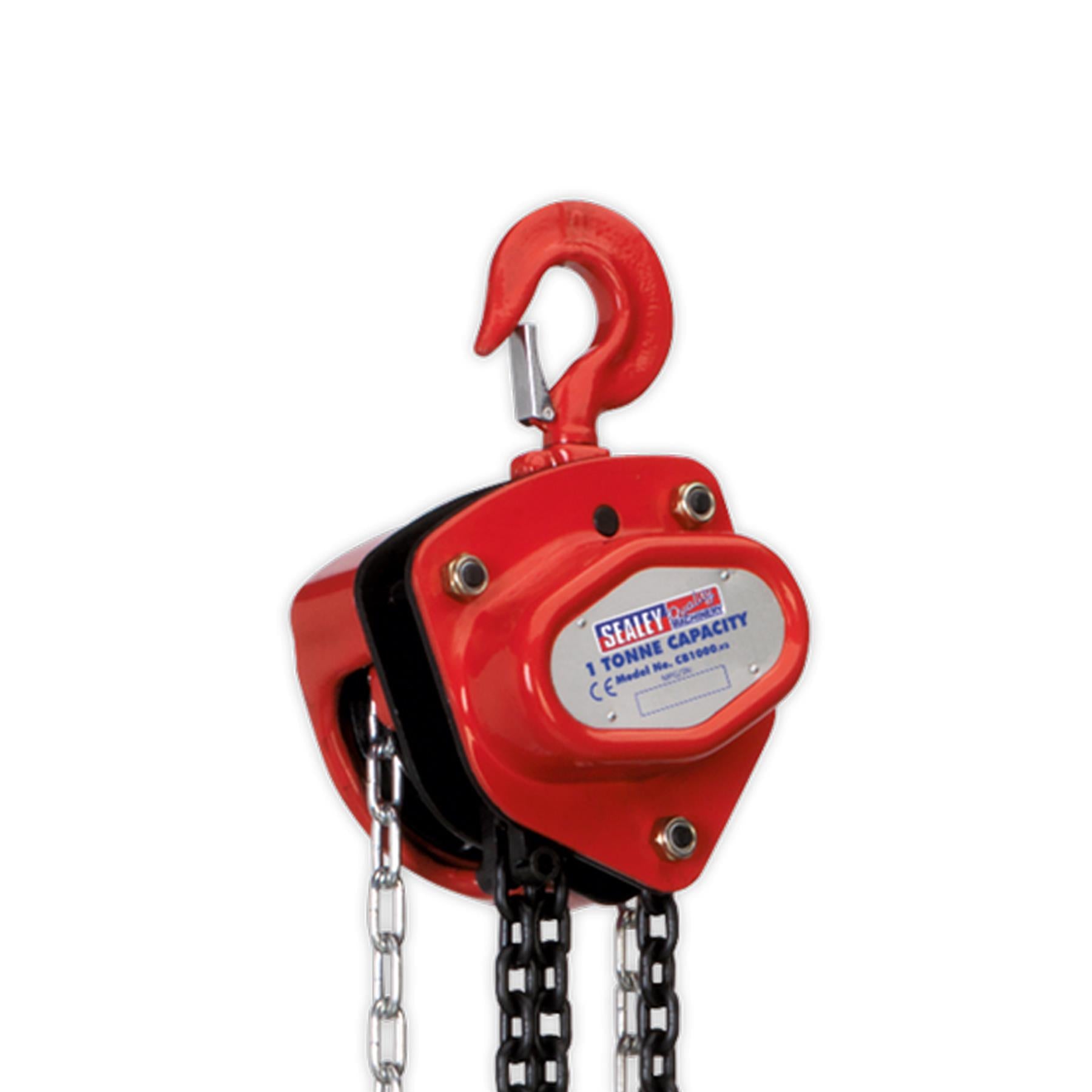 Sealey Chain Block 1tonne 2.5m Safety Latches Compact Gear Housing